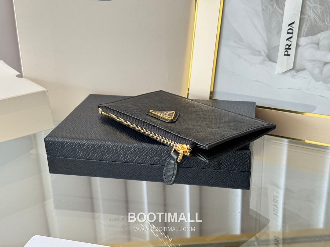 Prada Saffiano Leather Card Holder Wallet with Zip Coin Pocket Detail 프라다 사피아노 레더 지퍼 코인포켓 카드홀더 지갑 1MC079 15cm 5