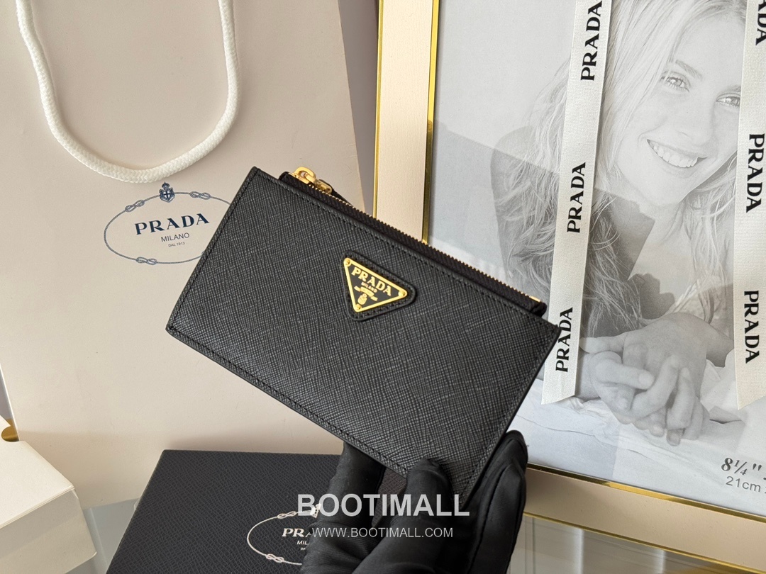 Prada Saffiano Leather Card Holder Wallet with Zip Coin Pocket Detail 프라다 사피아노 레더 지퍼 코인포켓 카드홀더 지갑 1MC079 15cm 8