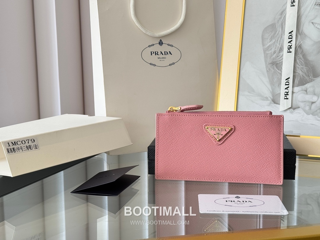 Prada Saffiano Leather Card Holder Wallet with Zip Coin Pocket Detail 프라다 사피아노 레더 지퍼 코인포켓 카드홀더 지갑 1MC079 15cm 2