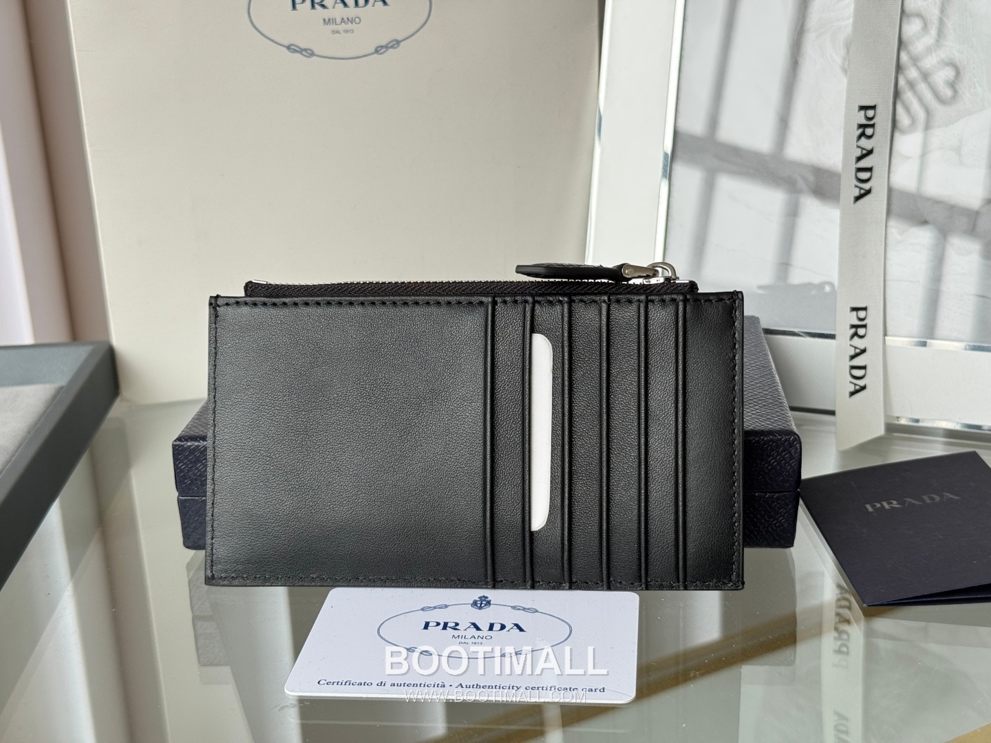 Prada Pebbled Calfskin Leather Card Holder Wallet with Zip Coin Pocket Detail 프라다 페블드 카프스킨 레더 지퍼 코인포켓 카드홀더 지갑 2MC086 13cm 3