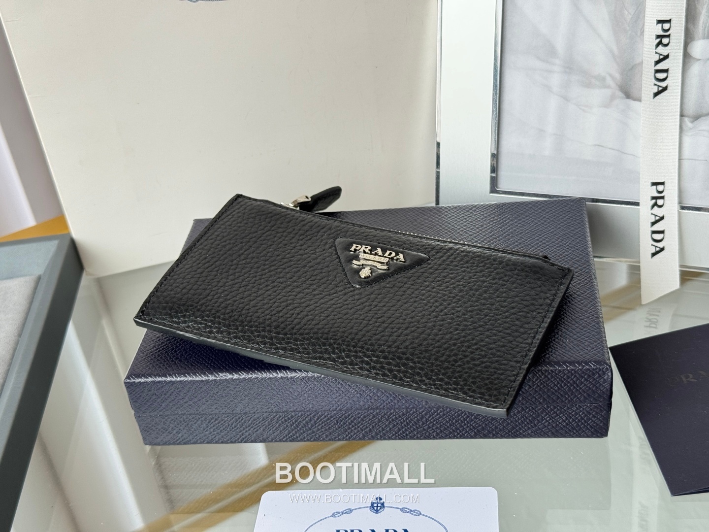 Prada Pebbled Calfskin Leather Card Holder Wallet with Zip Coin Pocket Detail 프라다 페블드 카프스킨 레더 지퍼 코인포켓 카드홀더 지갑 2MC086 13cm 6