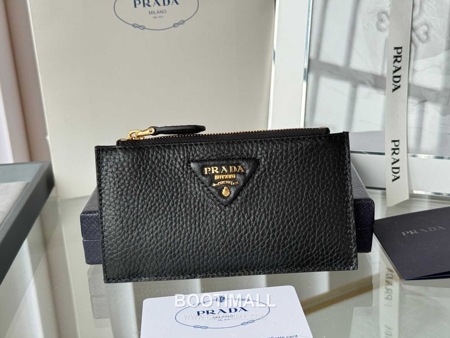 Prada Pebbled Calfskin Leather Card Holder Wallet with Zip Coin Pocket Detail 프라다 페블드 카프스킨 레더 지퍼 코인포켓 카드홀더 지갑 2MC086 13cm 2