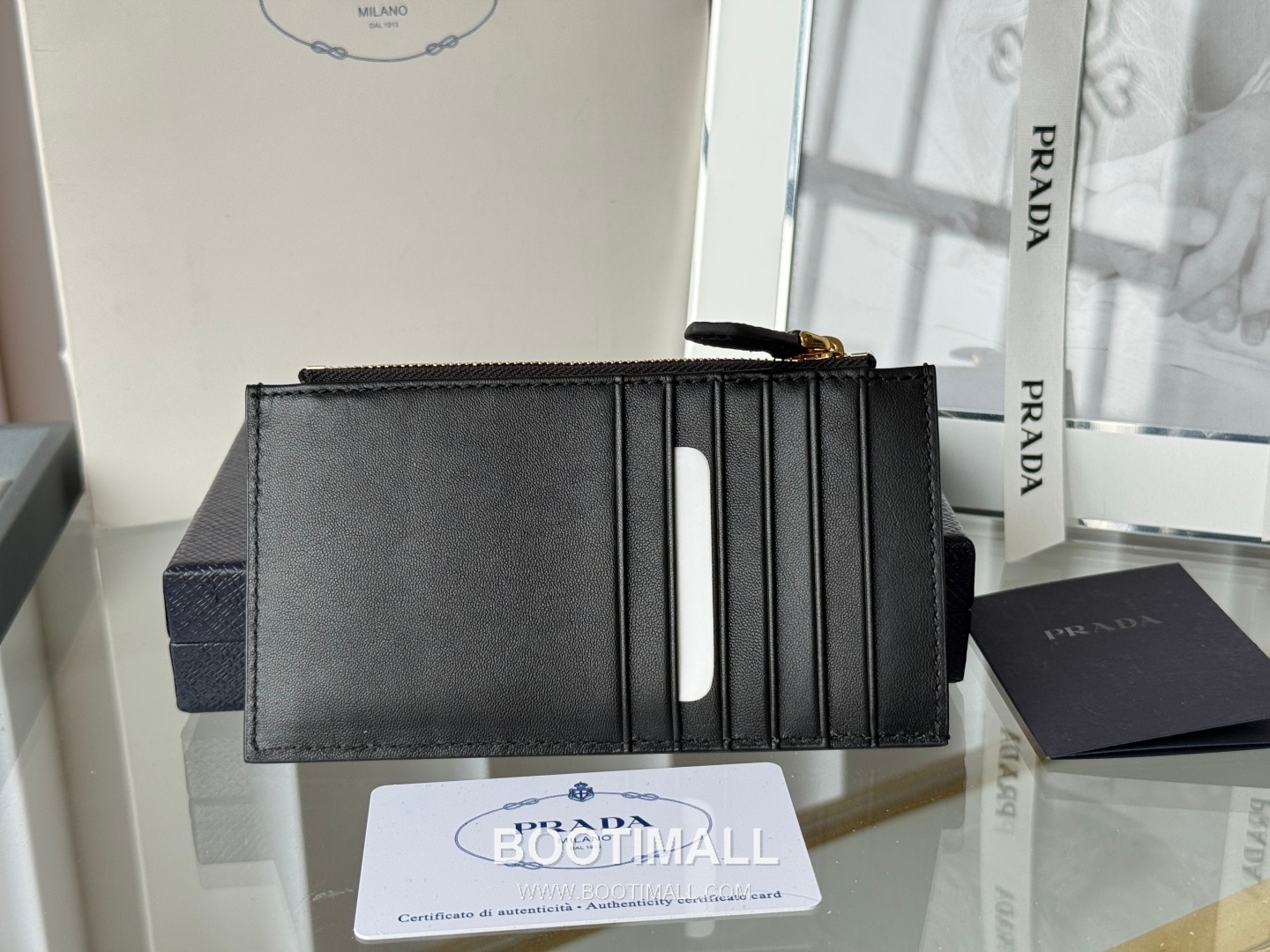 Prada Pebbled Calfskin Leather Card Holder Wallet with Zip Coin Pocket Detail 프라다 페블드 카프스킨 레더 지퍼 코인포켓 카드홀더 지갑 2MC086 13cm 3