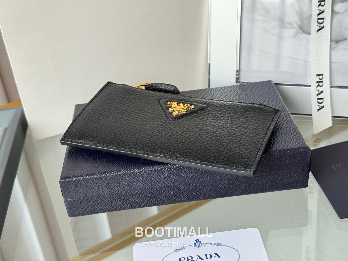 Prada Pebbled Calfskin Leather Card Holder Wallet with Zip Coin Pocket Detail 프라다 페블드 카프스킨 레더 지퍼 코인포켓 카드홀더 지갑 2MC086 13cm 6