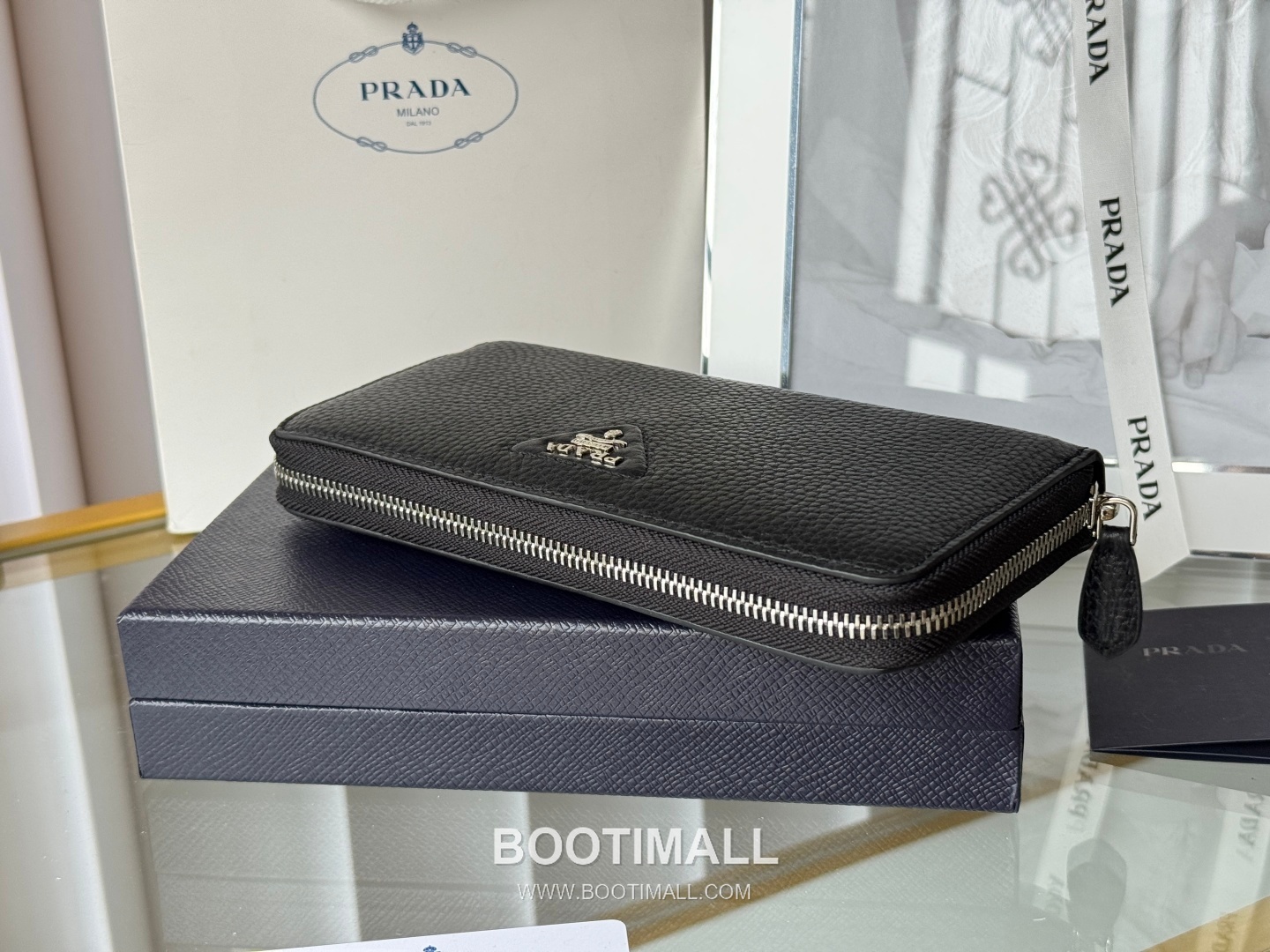 Prada Pebbled Calfskin Leather Zip Long Wallet with Single Zip Detail 프라다 페블드 카프스킨 레더 싱글 지퍼 장지갑 1ML506 20cm 4
