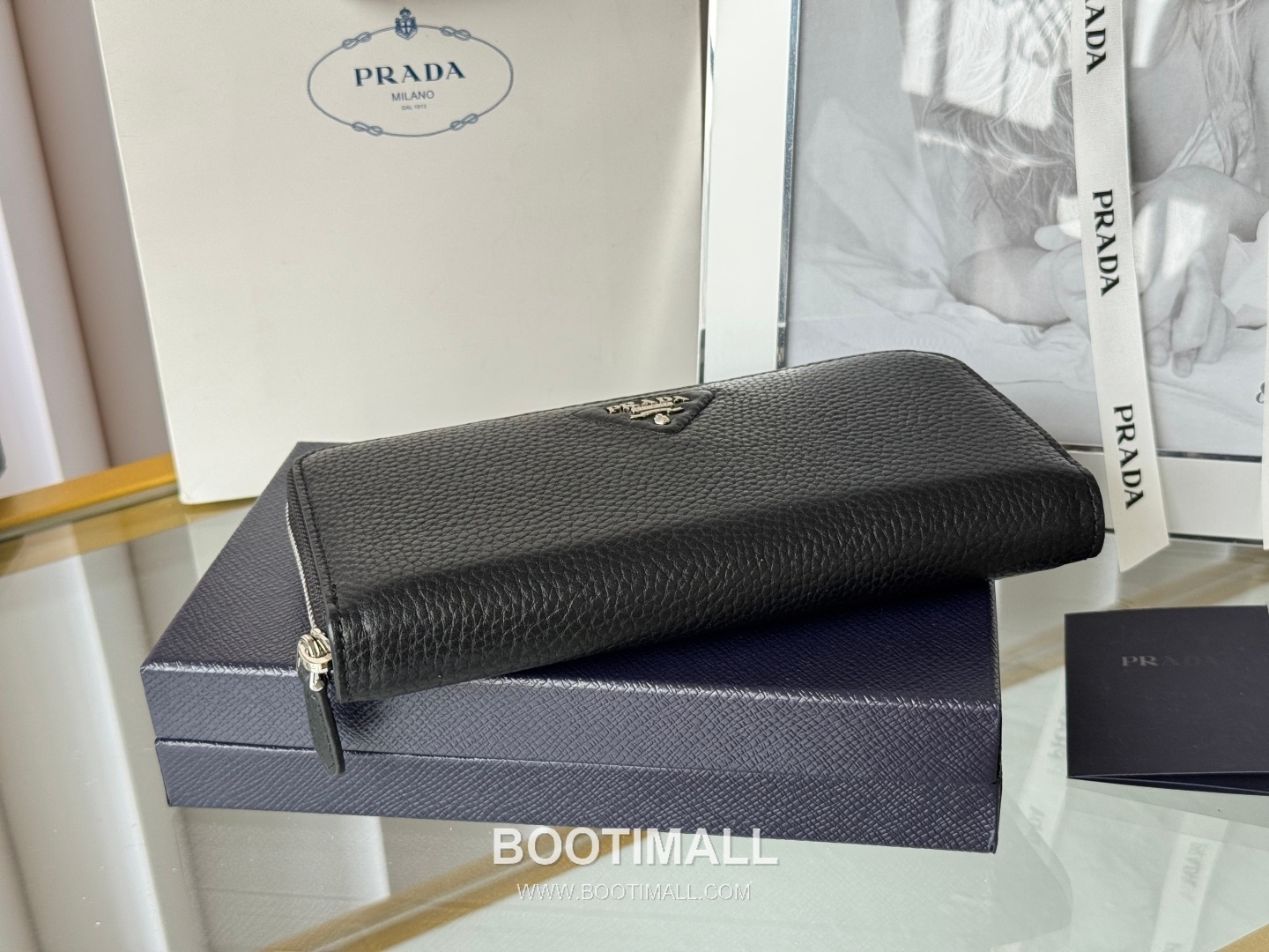 Prada Pebbled Calfskin Leather Zip Long Wallet with Single Zip Detail 프라다 페블드 카프스킨 레더 싱글 지퍼 장지갑 1ML506 20cm 5