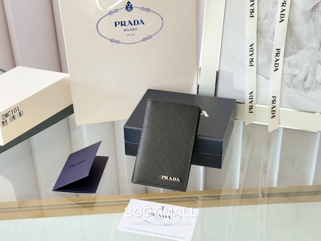 Prada Saffiano Leather Card Holder Wallet with Zip Coin Pocket Detail 프라다 사피아노 레더 지퍼 코인포켓 카드홀더 지갑 2MC101 11cm 1