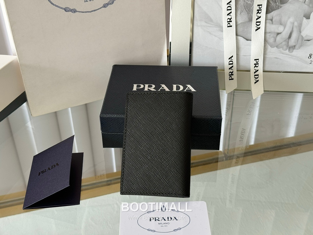 Prada Saffiano Leather Card Holder Wallet with Zip Coin Pocket Detail 프라다 사피아노 레더 지퍼 코인포켓 카드홀더 지갑 2MC101 11cm 3