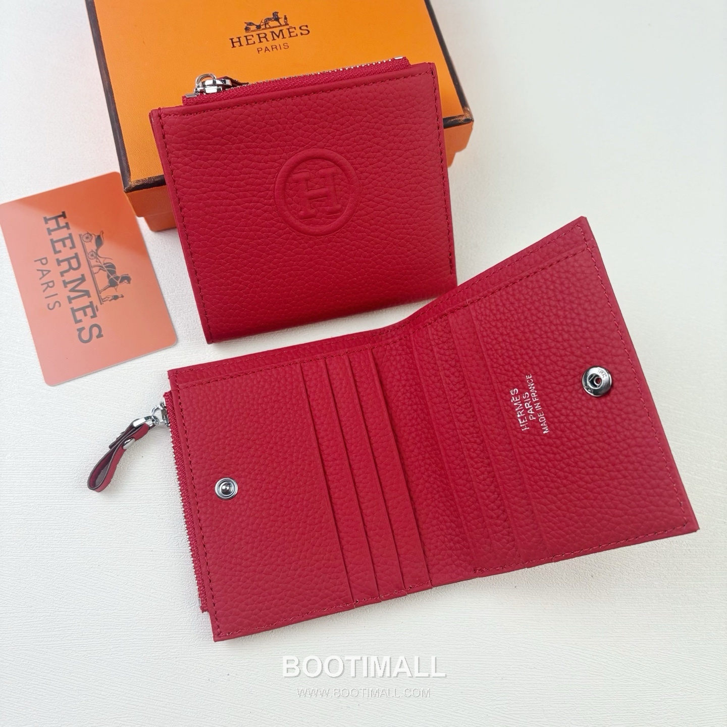 Hermes Barenia Calfskin Leather Compact Wallet with Zip Coin Pocket Detail 에르메스 바레니아 카프스킨 레더 지퍼 코인포켓 반지갑 6357 10.5cm 1