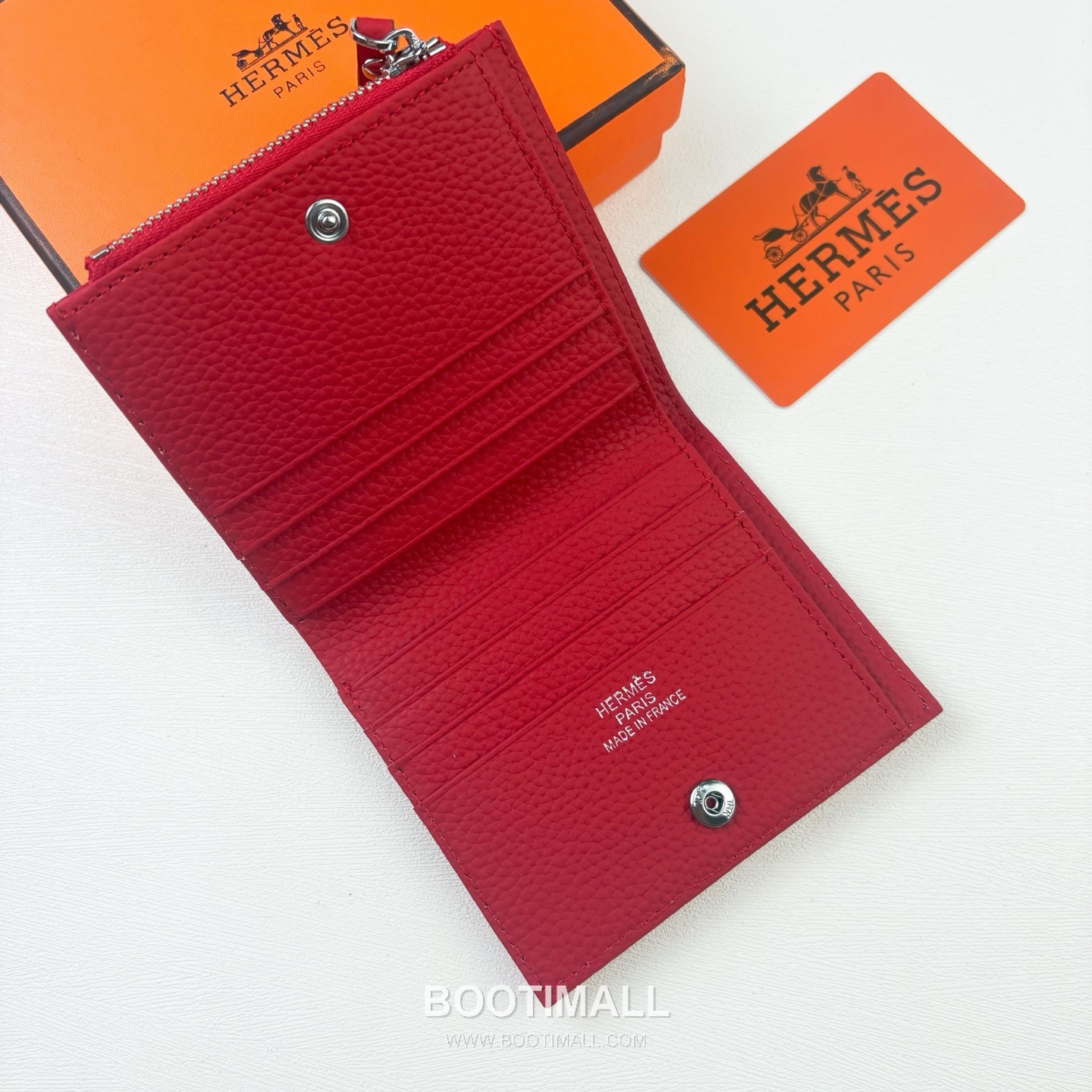 Hermes Barenia Calfskin Leather Compact Wallet with Zip Coin Pocket Detail 에르메스 바레니아 카프스킨 레더 지퍼 코인포켓 반지갑 6357 10.5cm 4