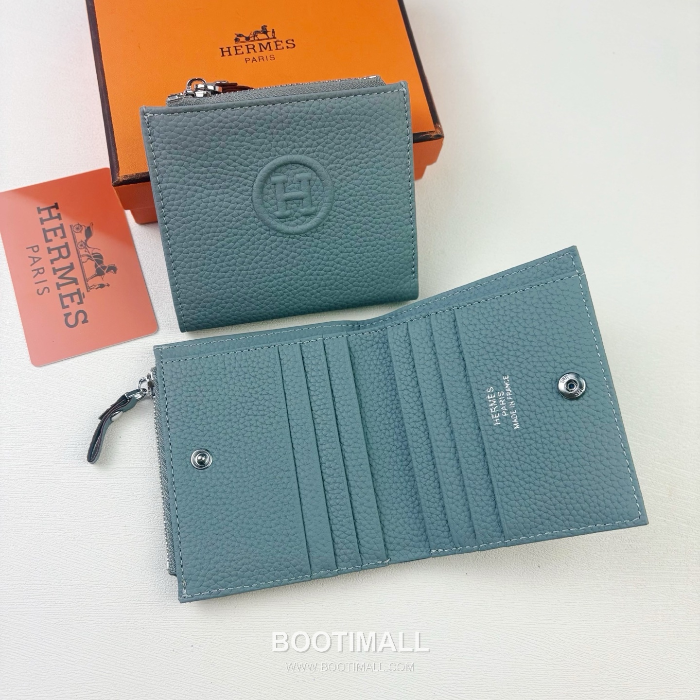 Hermes Barenia Calfskin Leather Compact Wallet with Zip Coin Pocket Detail 에르메스 바레니아 카프스킨 레더 지퍼 코인포켓 반지갑 6357 10.5cm 1