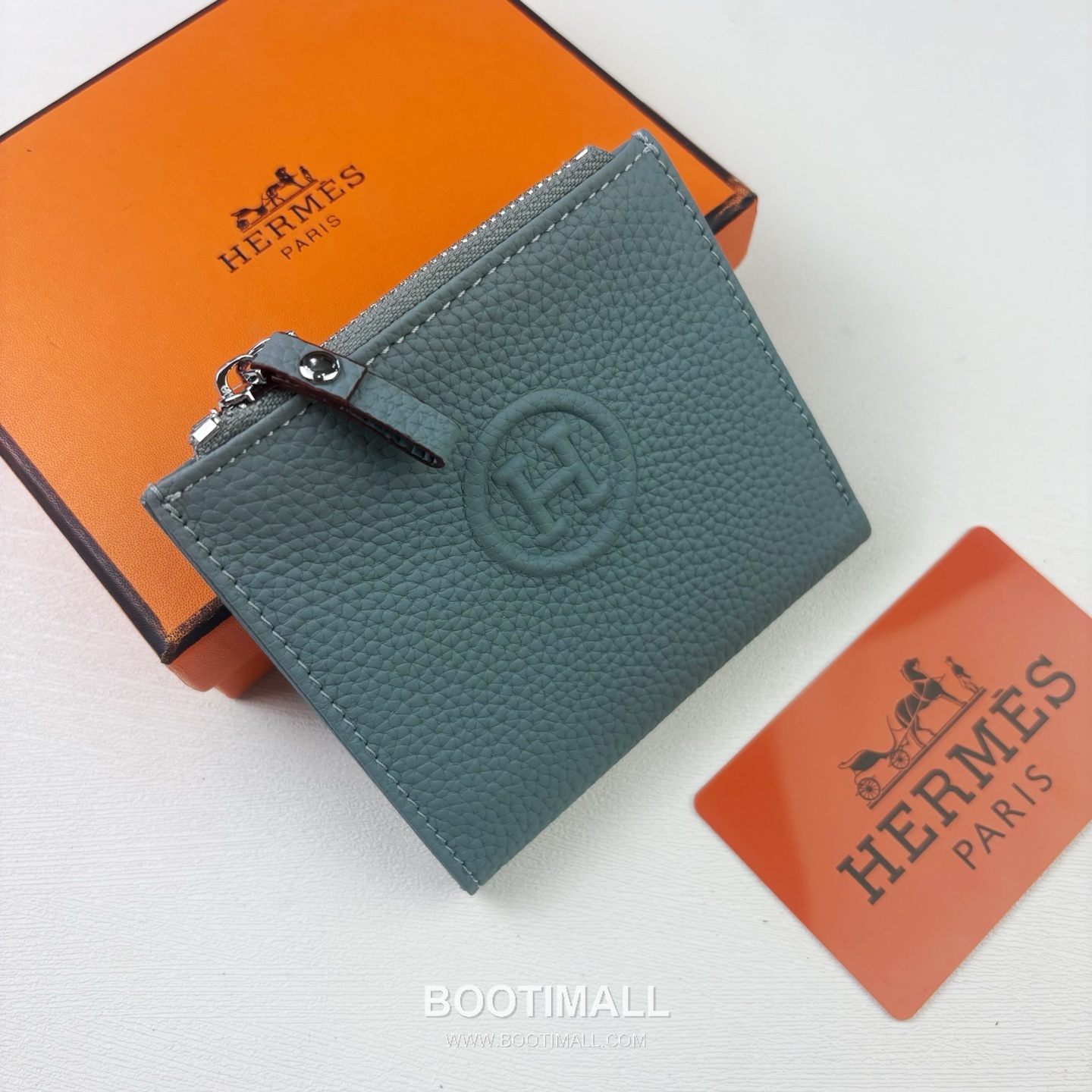 Hermes Barenia Calfskin Leather Compact Wallet with Zip Coin Pocket Detail 에르메스 바레니아 카프스킨 레더 지퍼 코인포켓 반지갑 6357 10.5cm 2