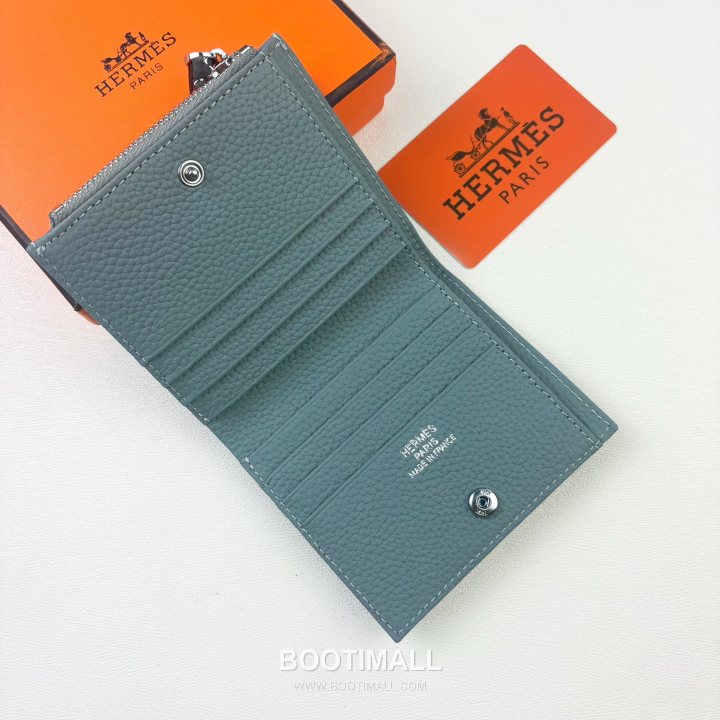 Hermes Barenia Calfskin Leather Compact Wallet with Zip Coin Pocket Detail 에르메스 바레니아 카프스킨 레더 지퍼 코인포켓 반지갑 6357 10.5cm 4