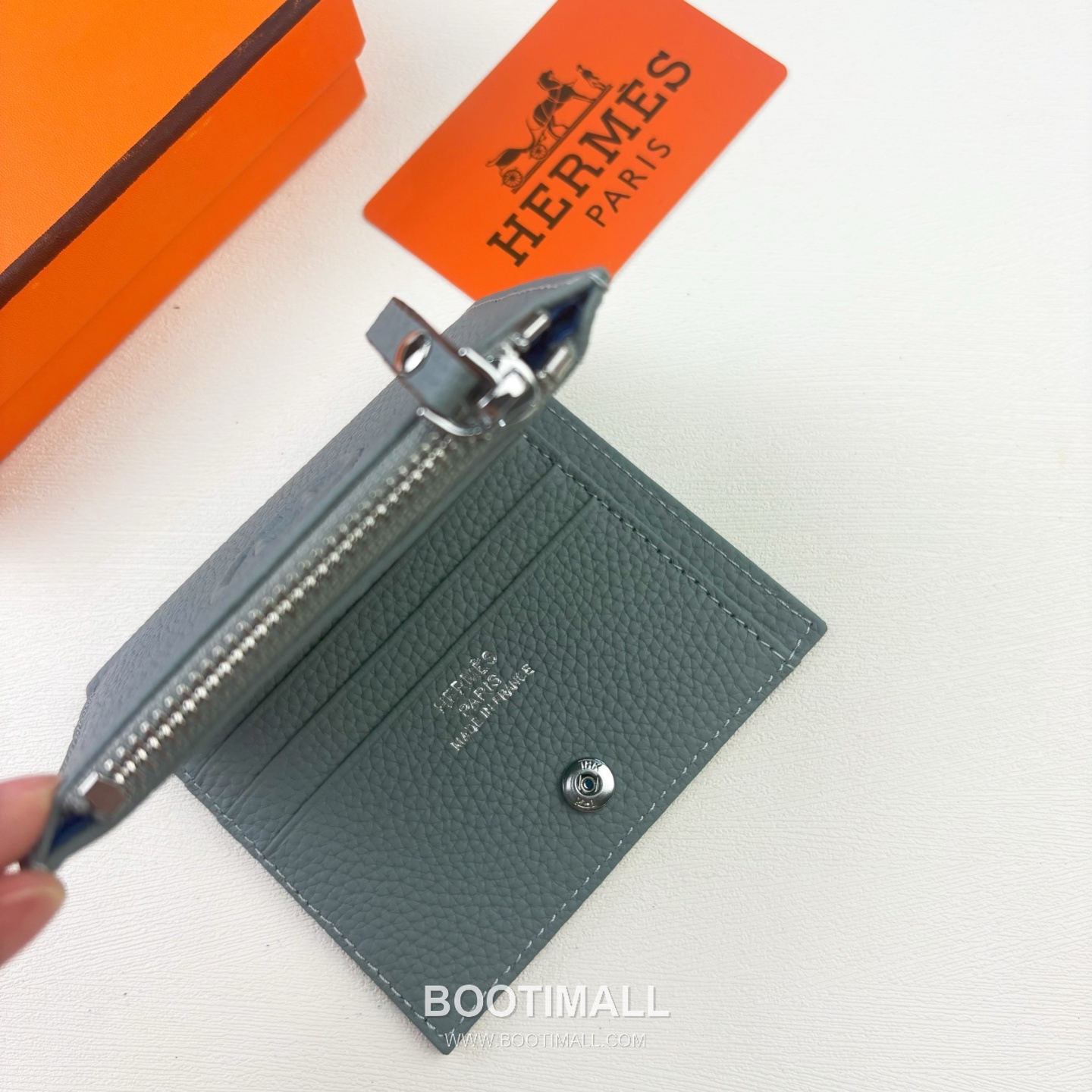 Hermes Barenia Calfskin Leather Compact Wallet with Zip Coin Pocket Detail 에르메스 바레니아 카프스킨 레더 지퍼 코인포켓 반지갑 6357 10.5cm 5