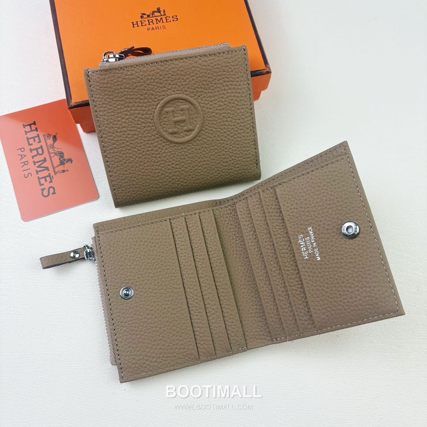 Hermes Barenia Calfskin Leather Compact Wallet with Zip Coin Pocket Detail 에르메스 바레니아 카프스킨 레더 지퍼 코인포켓 반지갑 6357 10.5cm 1