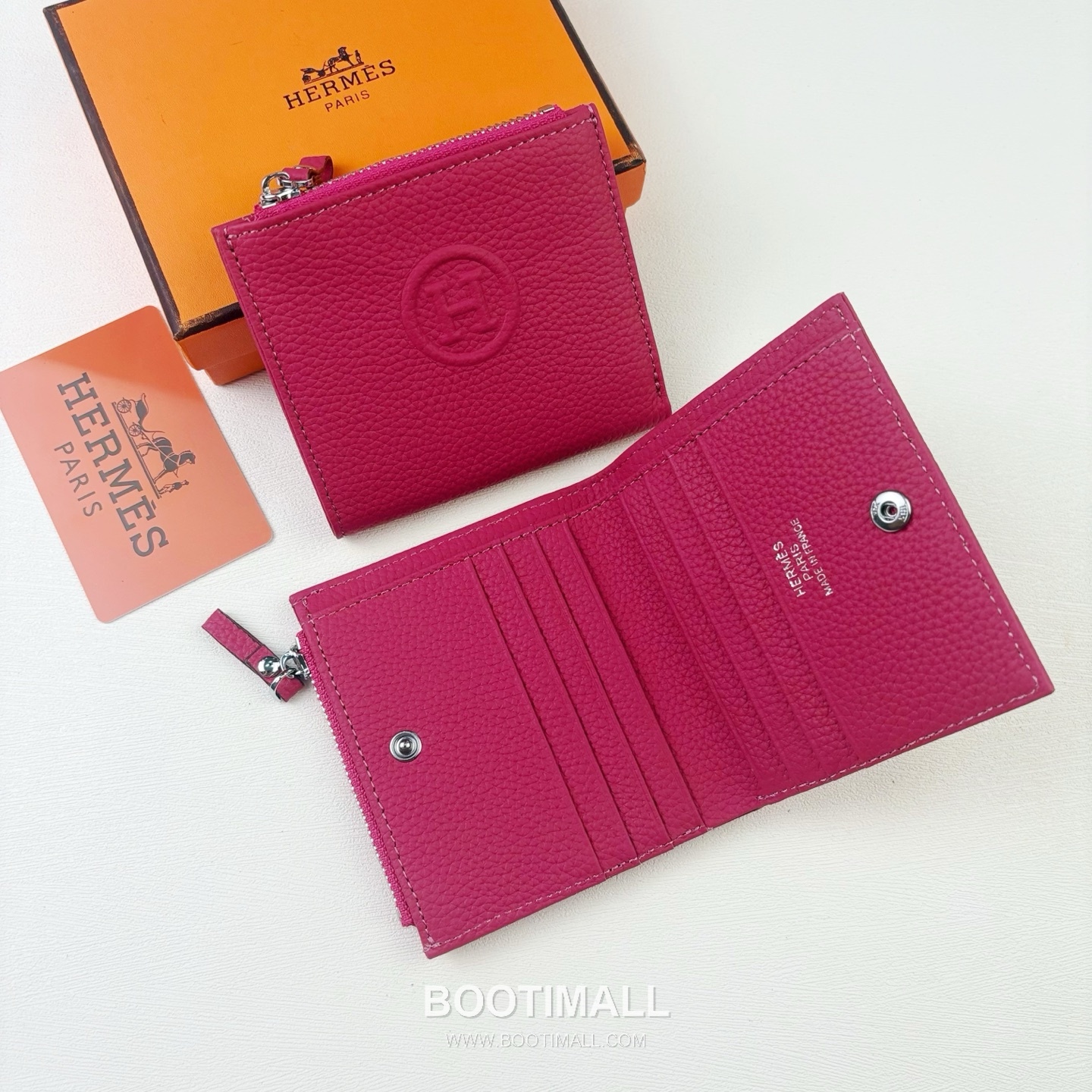 Hermes Barenia Calfskin Leather Compact Wallet with Zip Coin Pocket Detail 에르메스 바레니아 카프스킨 레더 지퍼 코인포켓 반지갑 6357 10.5cm 1