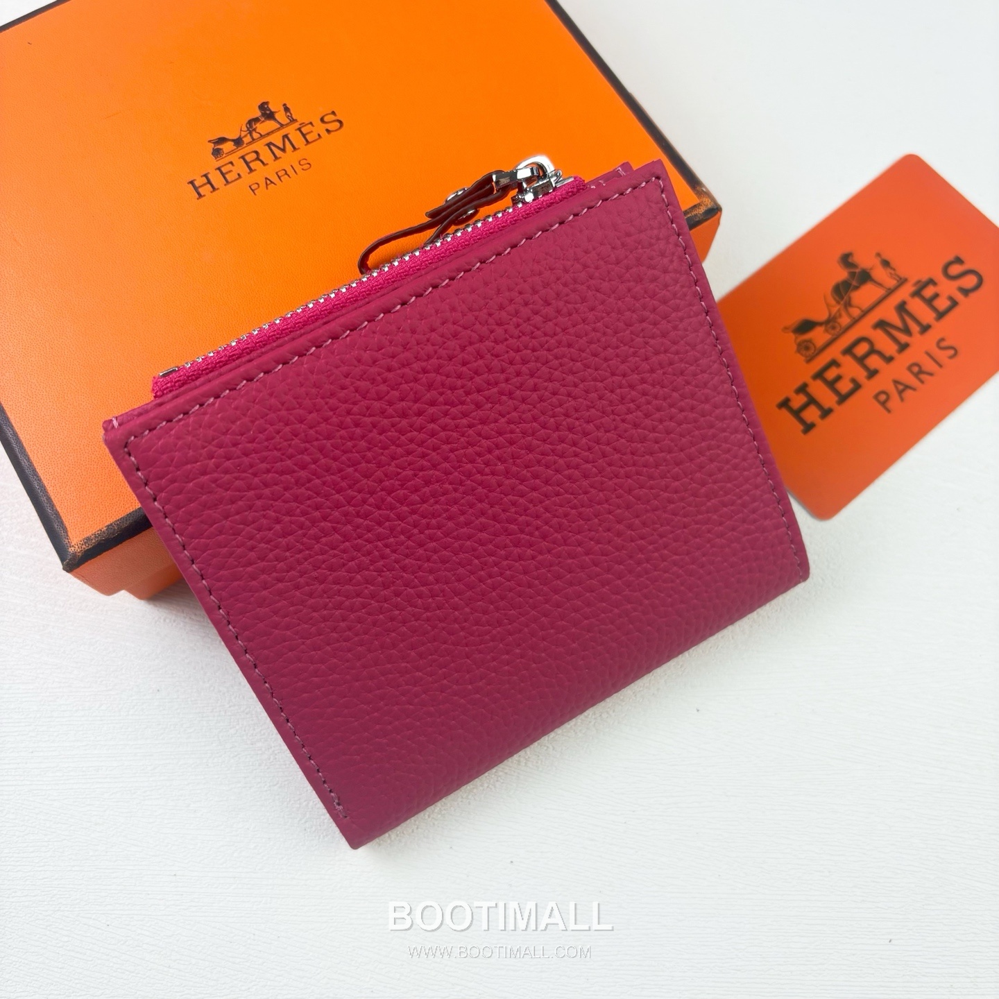 Hermes Barenia Calfskin Leather Compact Wallet with Zip Coin Pocket Detail 에르메스 바레니아 카프스킨 레더 지퍼 코인포켓 반지갑 6357 10.5cm 3