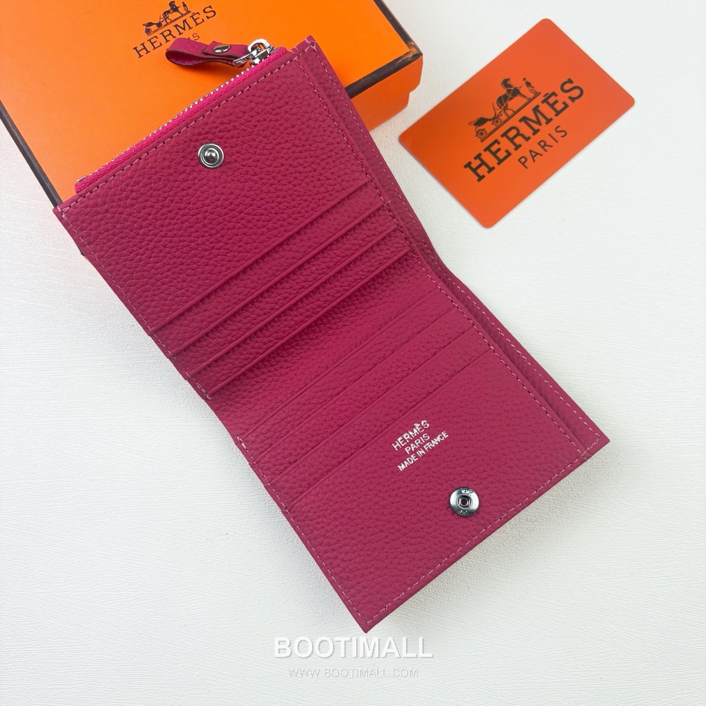 Hermes Barenia Calfskin Leather Compact Wallet with Zip Coin Pocket Detail 에르메스 바레니아 카프스킨 레더 지퍼 코인포켓 반지갑 6357 10.5cm 4