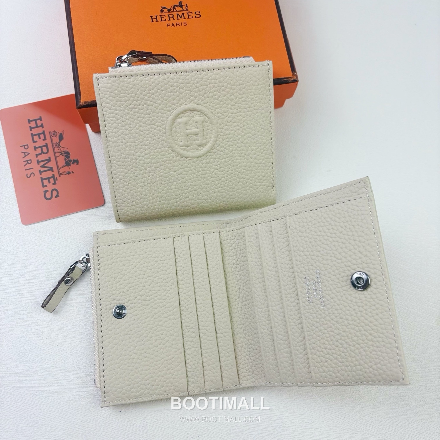 Hermes Barenia Calfskin Leather Compact Wallet with Zip Coin Pocket Detail 에르메스 바레니아 카프스킨 레더 지퍼 코인포켓 반지갑 6357 10.5cm 1