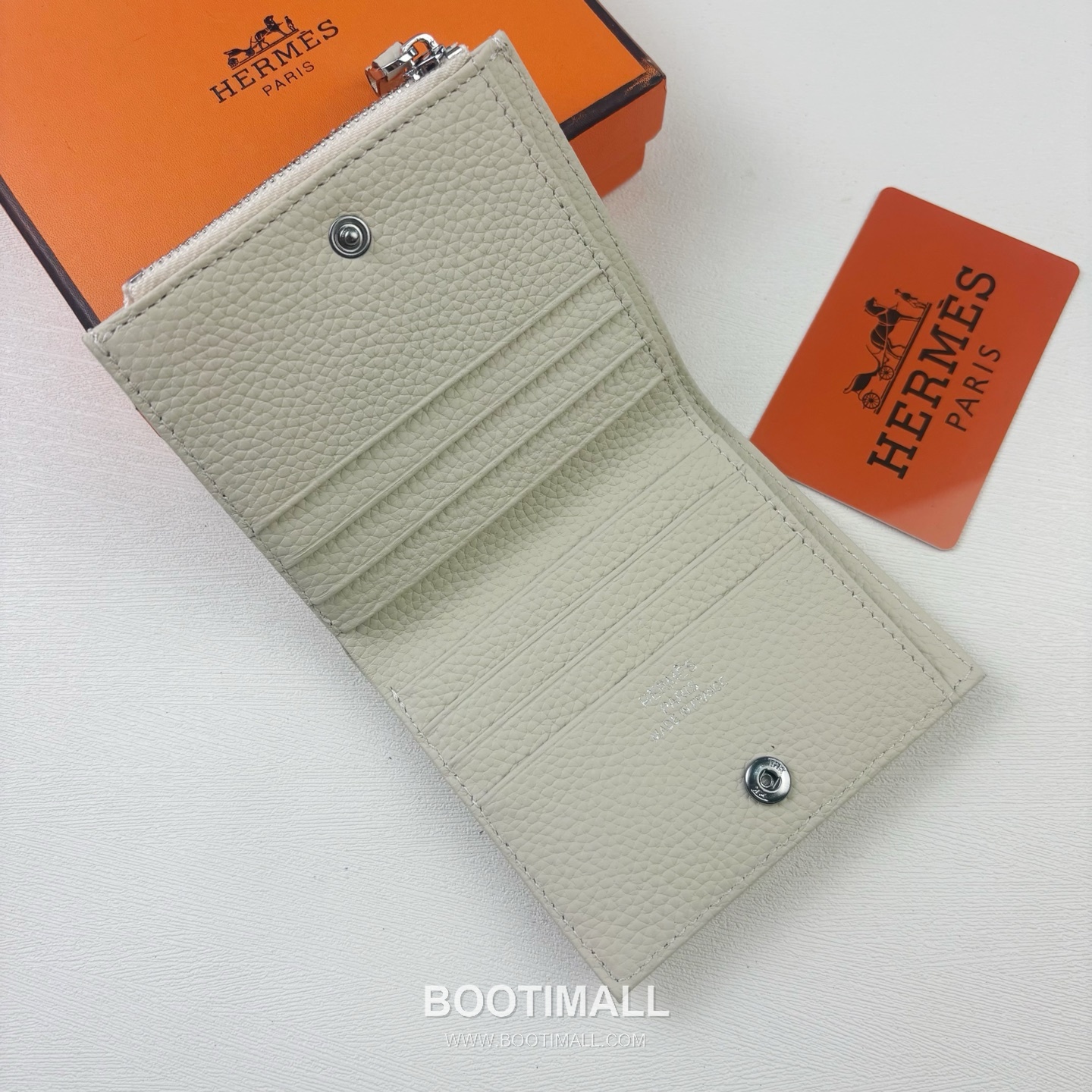 Hermes Barenia Calfskin Leather Compact Wallet with Zip Coin Pocket Detail 에르메스 바레니아 카프스킨 레더 지퍼 코인포켓 반지갑 6357 10.5cm 4