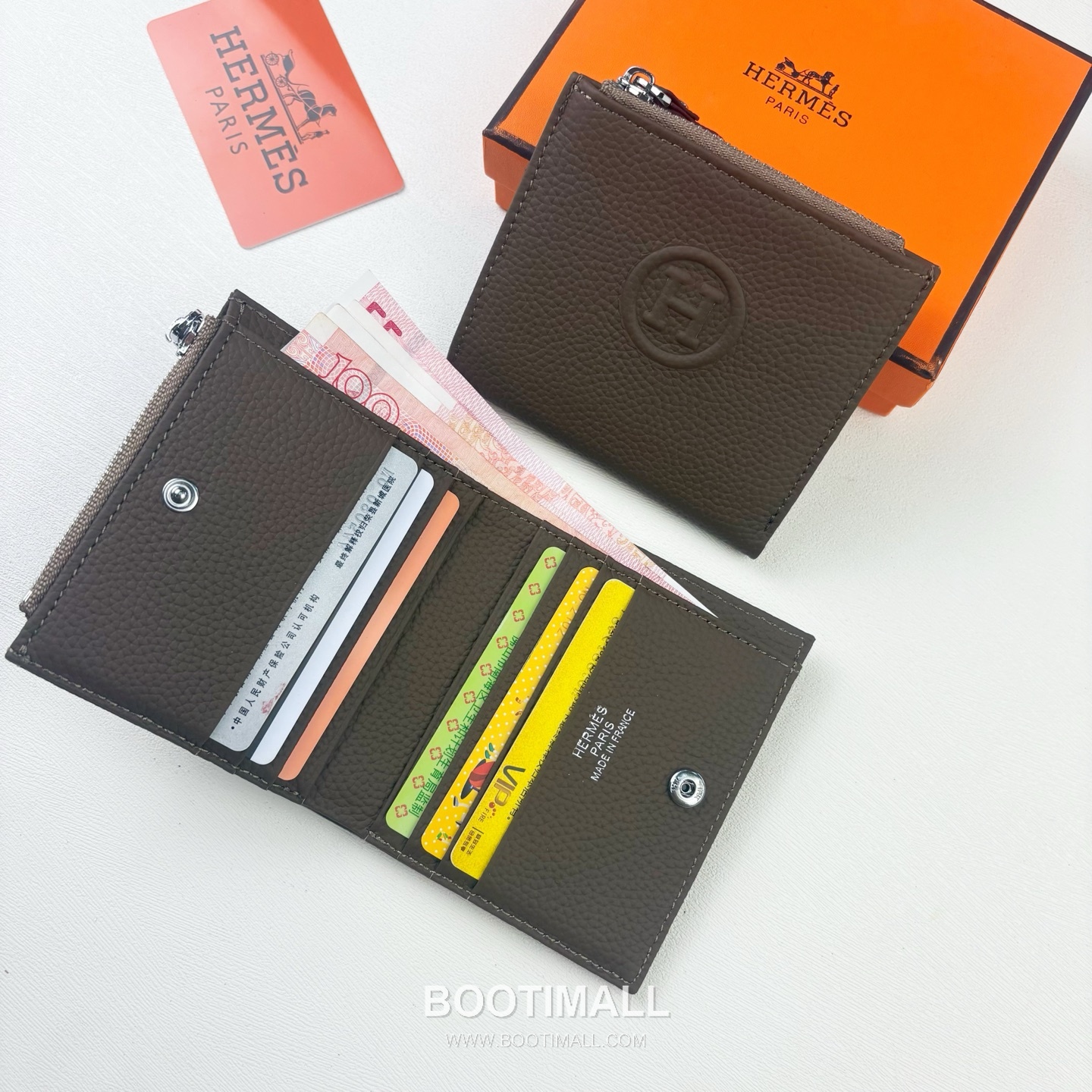 Hermes Barenia Calfskin Leather Compact Wallet with Zip Coin Pocket Detail 에르메스 바레니아 카프스킨 레더 지퍼 코인포켓 반지갑 6357 10.5cm 1