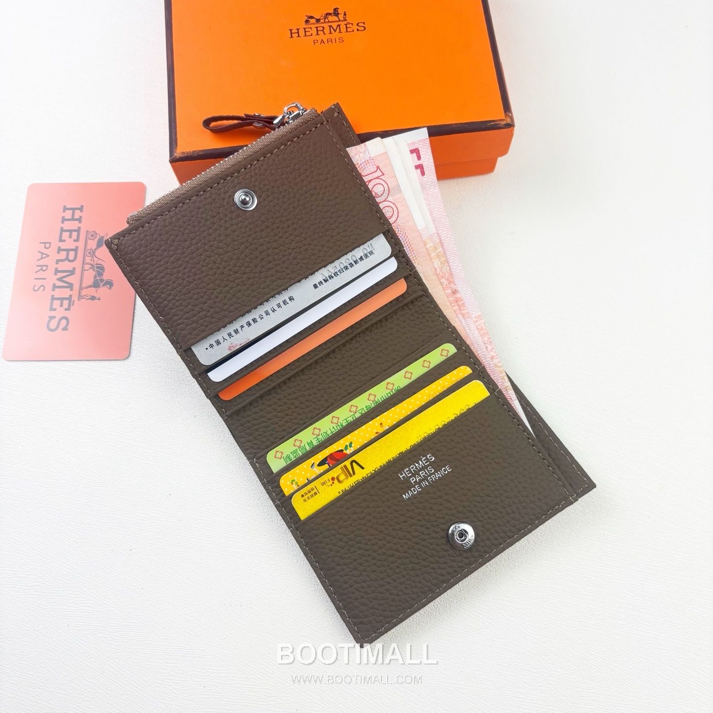 Hermes Barenia Calfskin Leather Compact Wallet with Zip Coin Pocket Detail 에르메스 바레니아 카프스킨 레더 지퍼 코인포켓 반지갑 6357 10.5cm 3