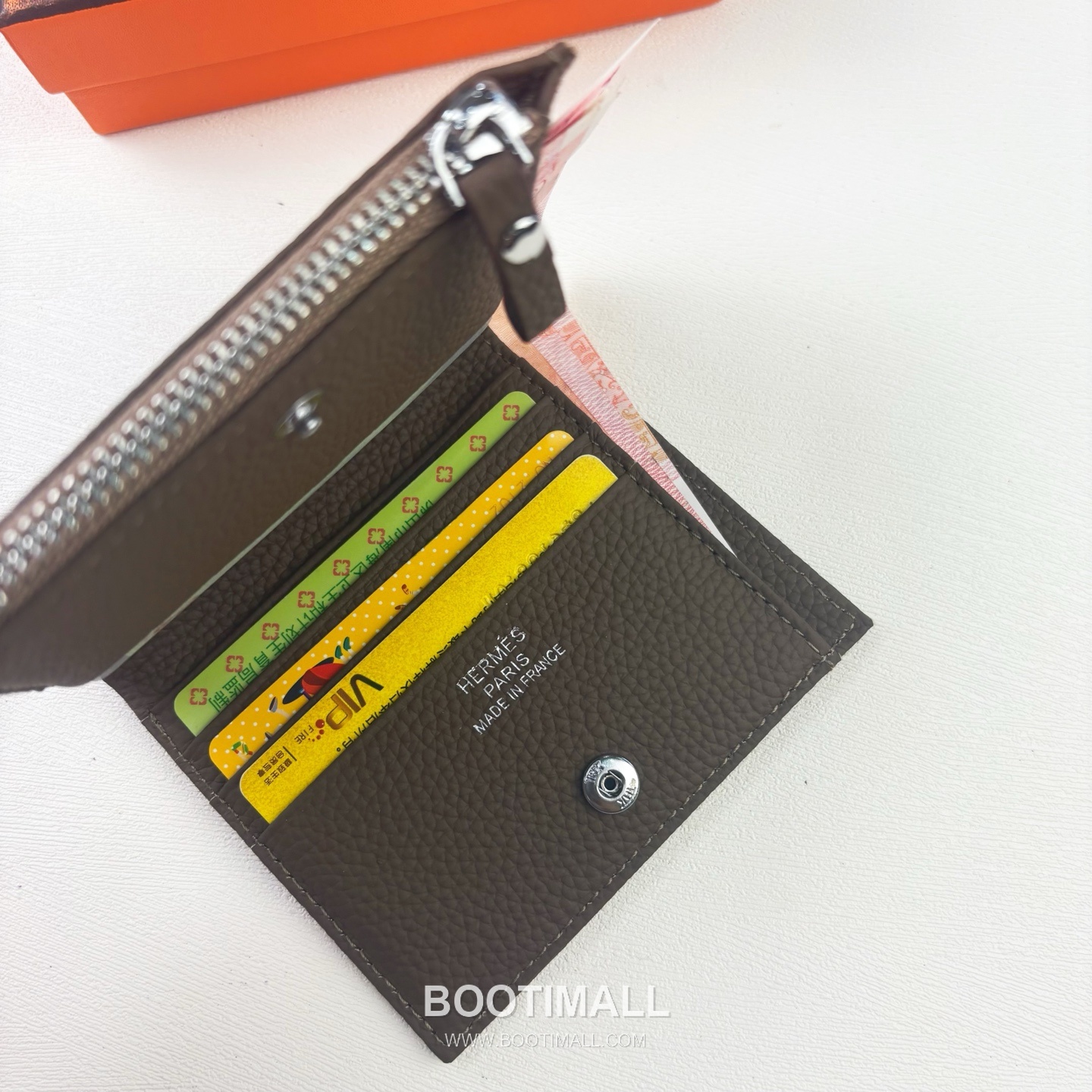 Hermes Barenia Calfskin Leather Compact Wallet with Zip Coin Pocket Detail 에르메스 바레니아 카프스킨 레더 지퍼 코인포켓 반지갑 6357 10.5cm 5