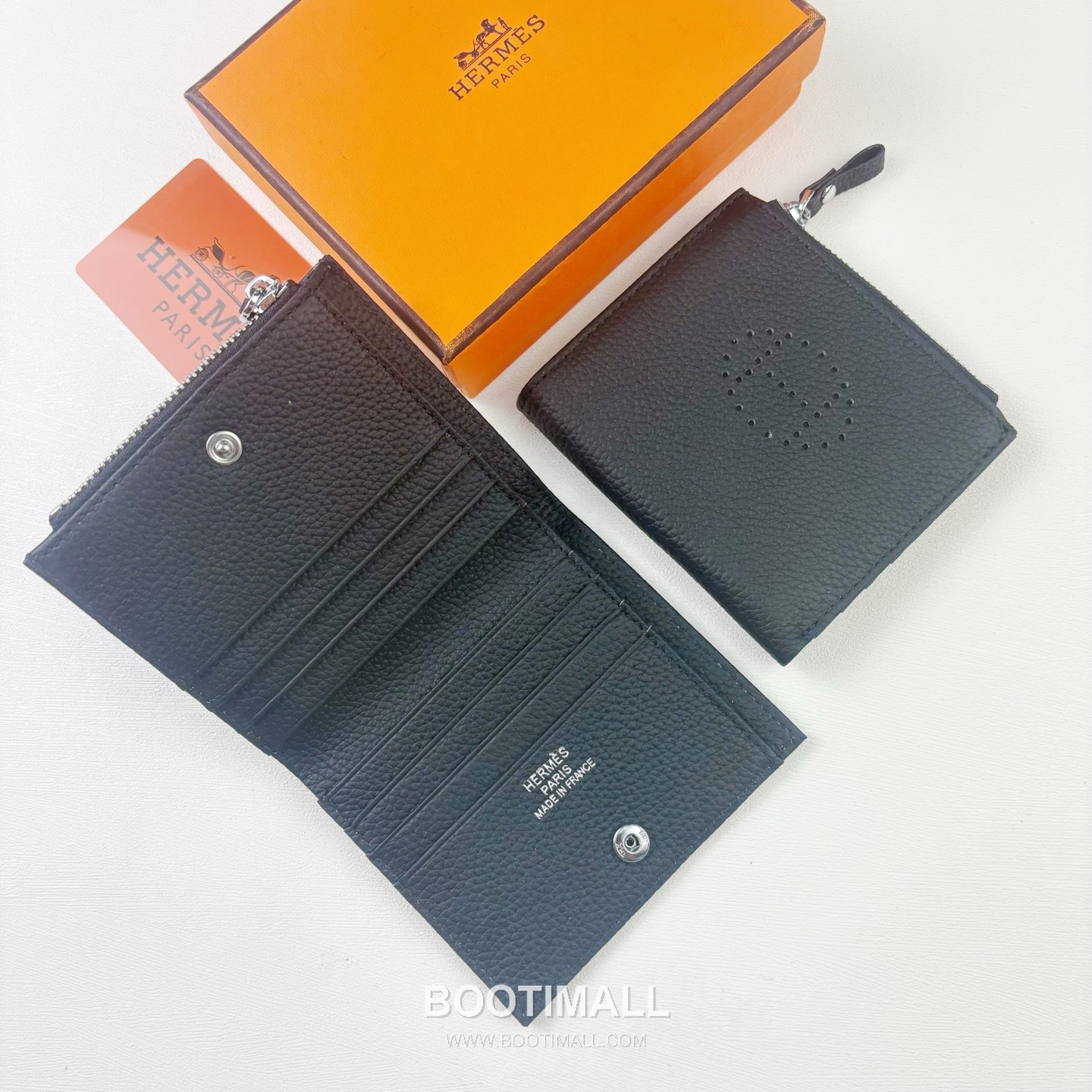 Hermes Barenia Calfskin Leather Compact Wallet with Perforated Detail Zip Coin Pocket 에르메스 바레니아 카프스킨 레더 펀칭 디테일 지퍼 코인포켓 반지갑 6357 10.5cm 2