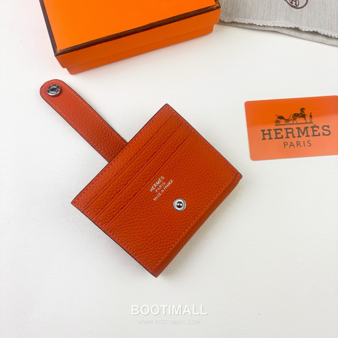 Hermes Togo Calfskin Leather Compact Wallet with Button Closure Detail 에르메스 토고 카프스킨 레더 버튼 클로저 반지갑 498 10.5cm 3