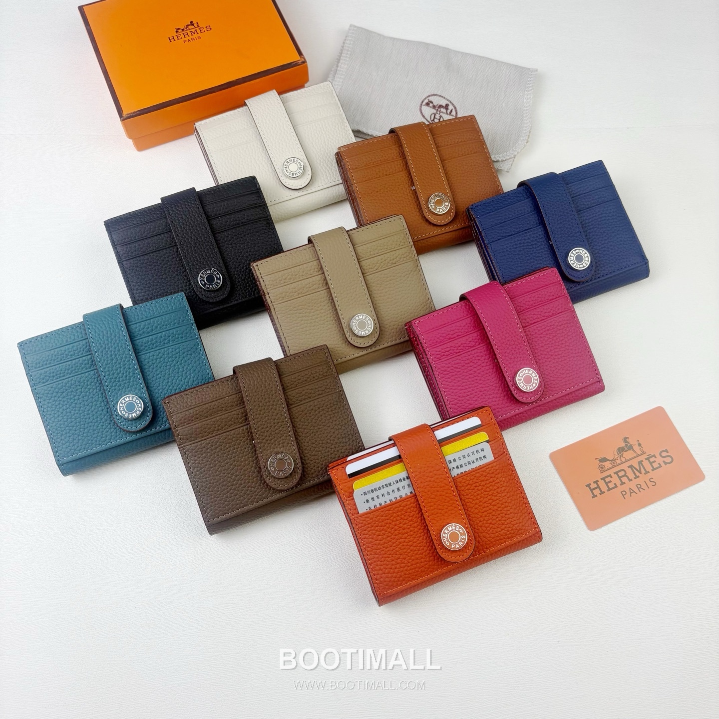 Hermes Togo Calfskin Leather Compact Wallet with Button Closure Detail 에르메스 토고 카프스킨 레더 버튼 클로저 반지갑 497 10.5cm 7