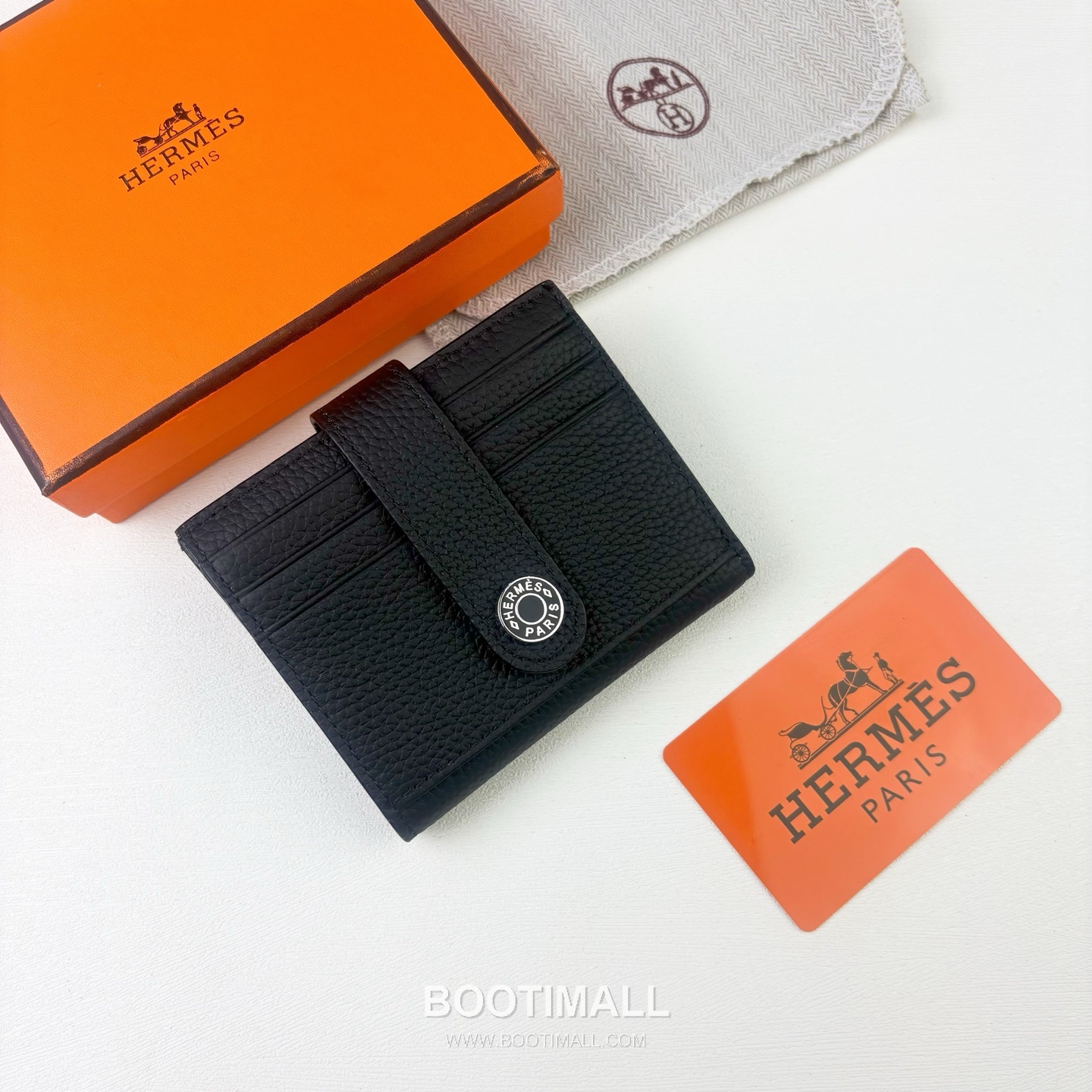 Hermes Togo Calfskin Leather Compact Wallet with Button Closure Detail 에르메스 토고 카프스킨 레더 버튼 클로저 반지갑 497 10.5cm 5