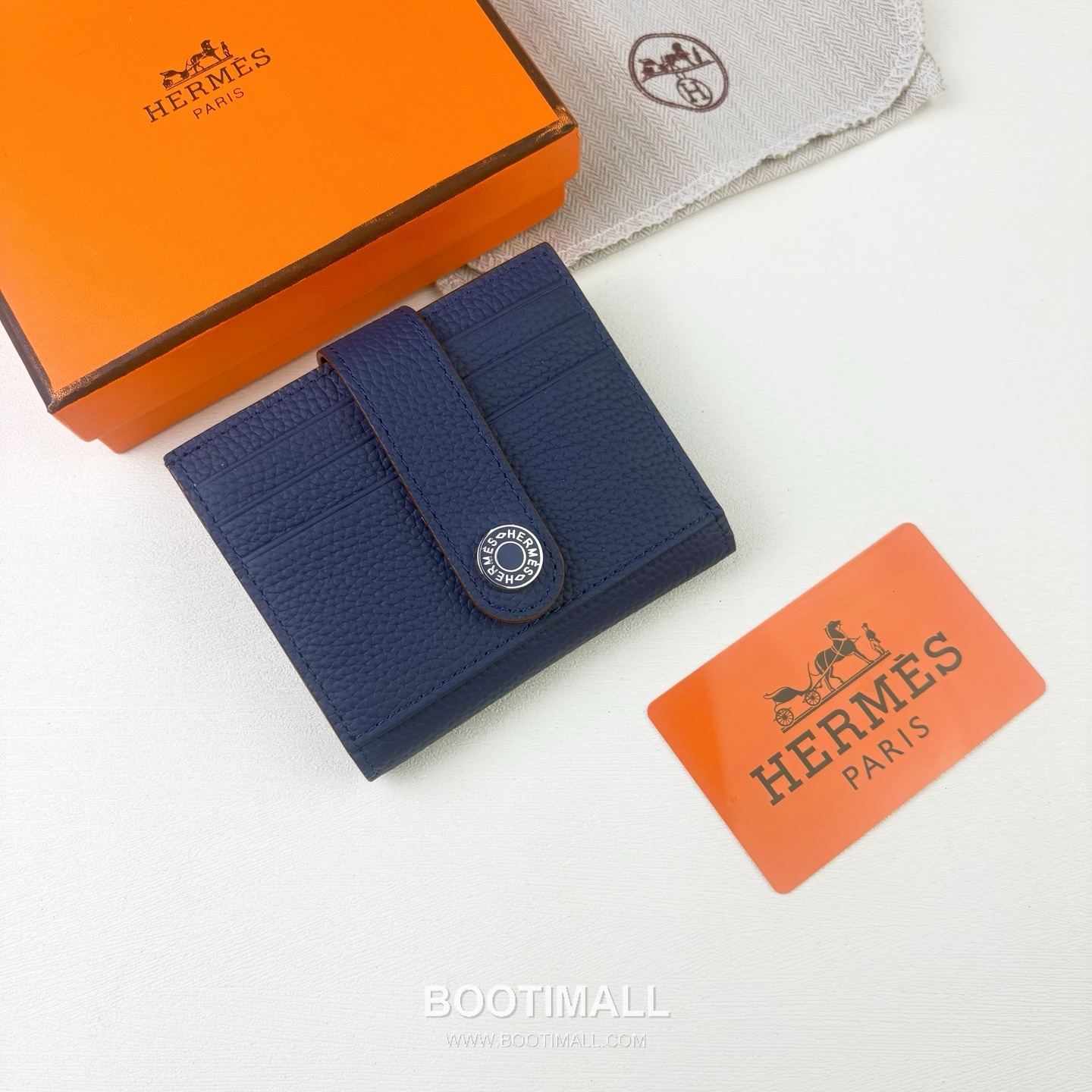 Hermes Togo Calfskin Leather Compact Wallet with Button Closure Detail 에르메스 토고 카프스킨 레더 버튼 클로저 반지갑 497 10.5cm 7