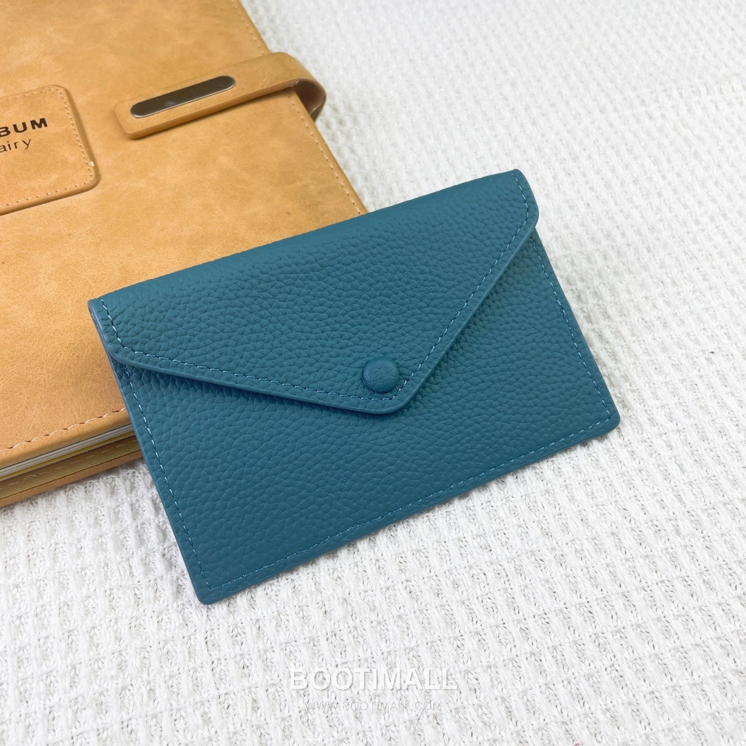 Hermes Barenia Faubourg Pebbled Calfskin Leather Card Holder Wallet 에르메스 바레니아 포부르 페블드 카프스킨 레더 카드홀더 지갑 2215 12cm 9