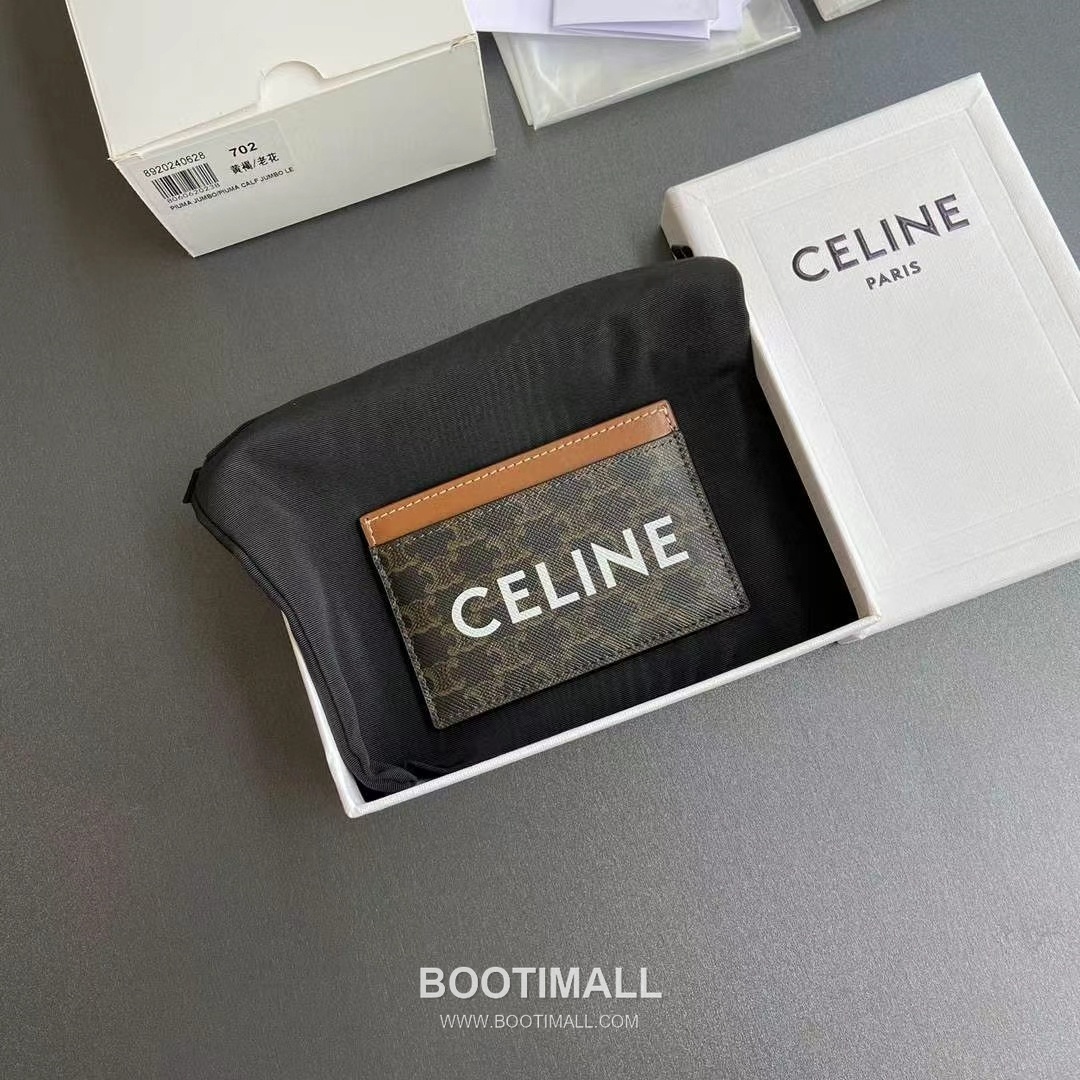 Celine Triomphe Coated Canvas Card Holder Wallet with Lambskin Trim Detail 셀린느 트리옹프 코팅 캔버스 램스킨 트림 카드홀더 지갑 10B702CLY.04LU 10.5cm 1
