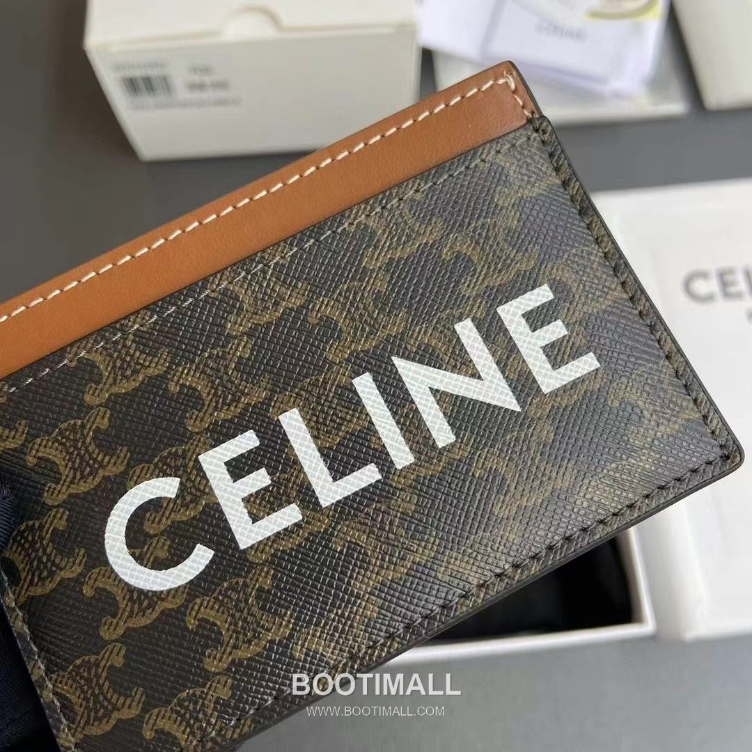 Celine Triomphe Coated Canvas Card Holder Wallet with Lambskin Trim Detail 셀린느 트리옹프 코팅 캔버스 램스킨 트림 카드홀더 지갑 10B702CLY.04LU 10.5cm 2