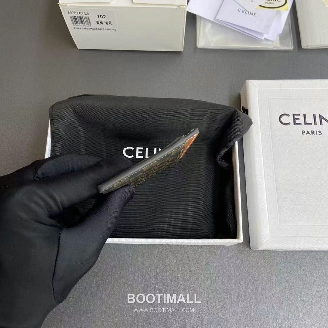 Celine Triomphe Coated Canvas Card Holder Wallet with Lambskin Trim Detail 셀린느 트리옹프 코팅 캔버스 램스킨 트림 카드홀더 지갑 10B702CLY.04LU 10.5cm 3