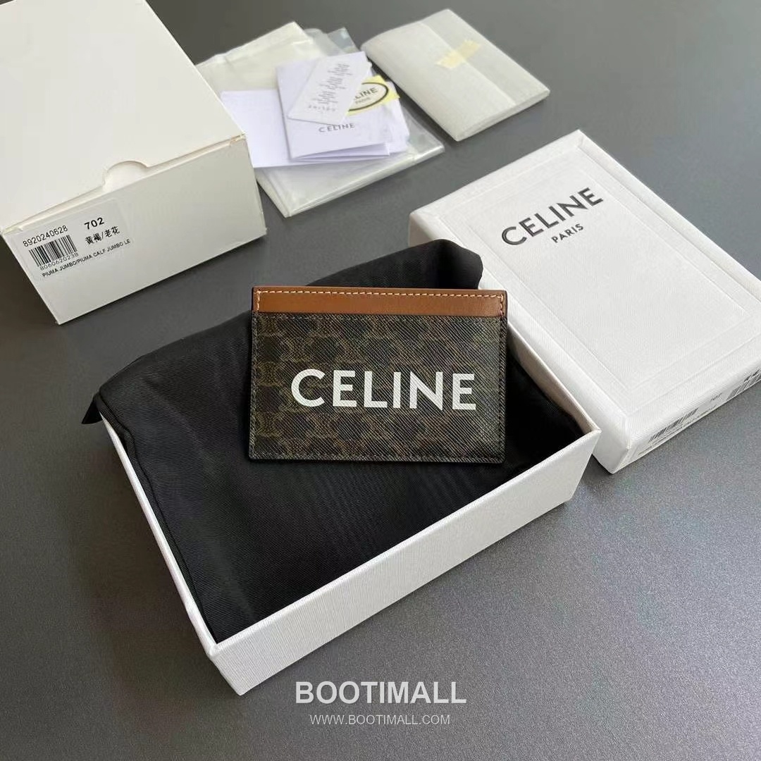 Celine Triomphe Coated Canvas Card Holder Wallet with Lambskin Trim Detail 셀린느 트리옹프 코팅 캔버스 램스킨 트림 카드홀더 지갑 10B702CLY.04LU 10.5cm 5