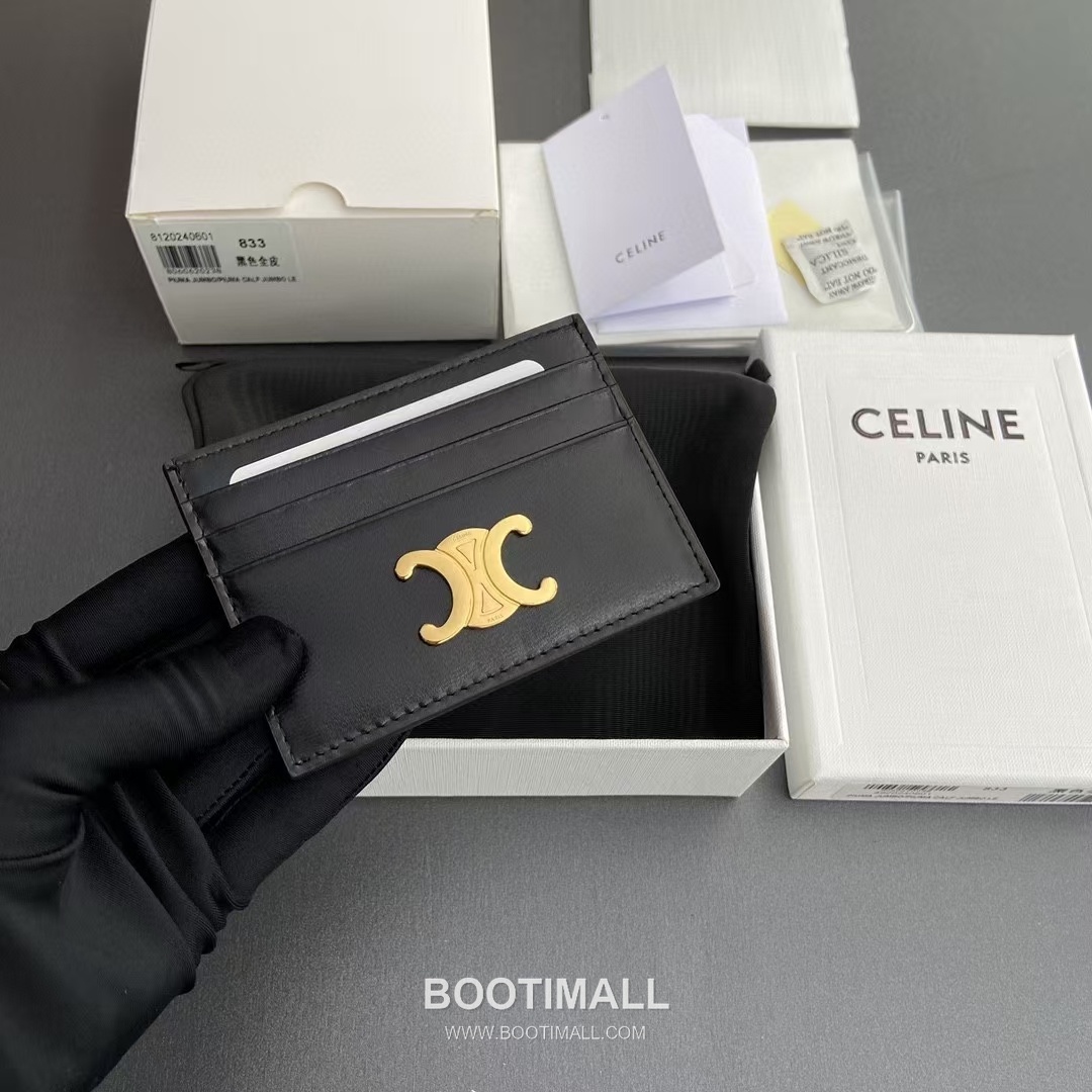 Celine Triomphe Calfskin Leather Card Holder Wallet with Zip Closure Detail 셀린느 트리옹프 카프스킨 레더 지퍼 클로저 카드홀더 지갑 10L832CQH.04LU833 11cm 3