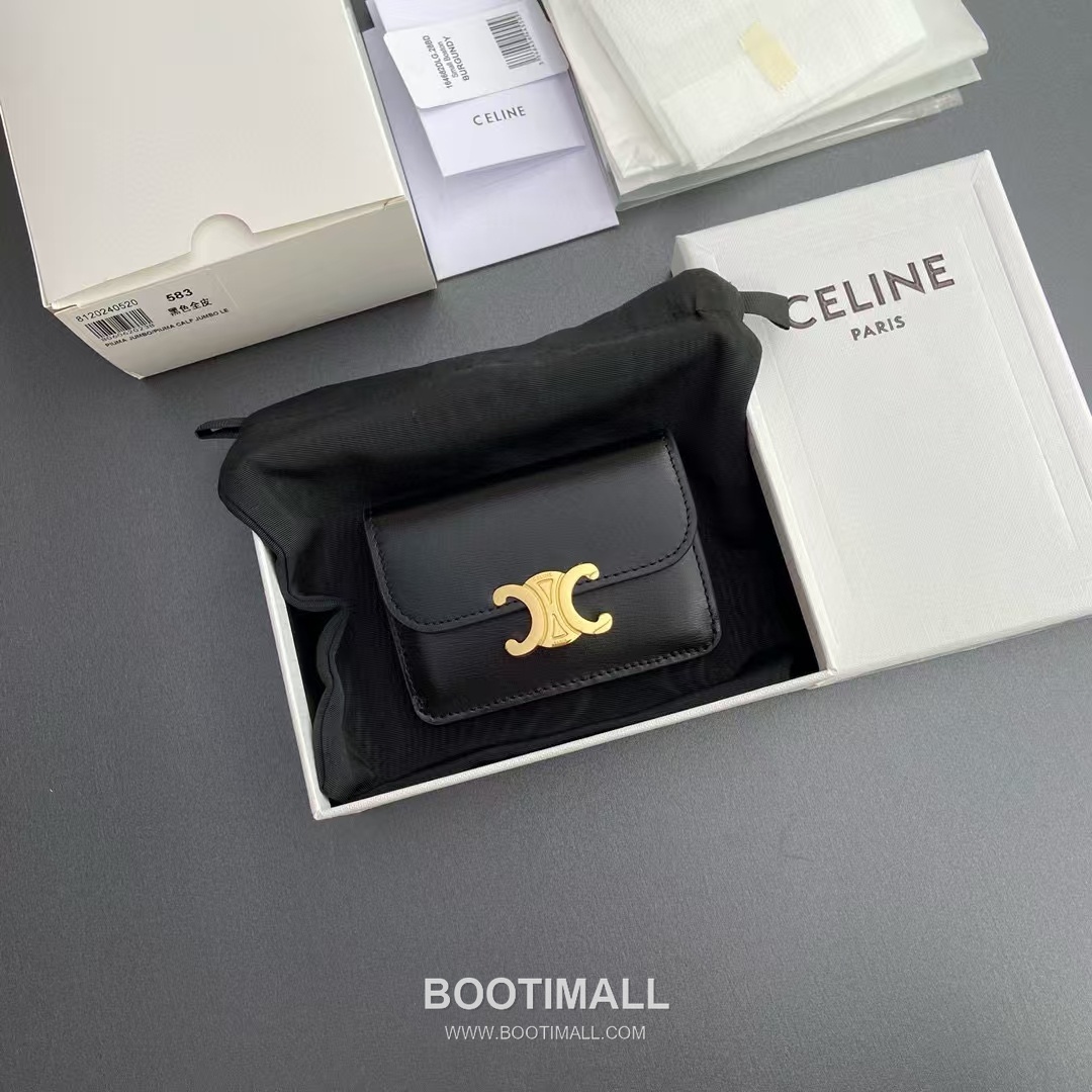 Celine Triomphe Calfskin Leather Card Holder Wallet with Flap Snap Closure Detail 셀린느 트리옹프 카프스킨 레더 플랩 스냅 클로저 카드홀더 지갑 10I582CPJ.04LU 10cm 7