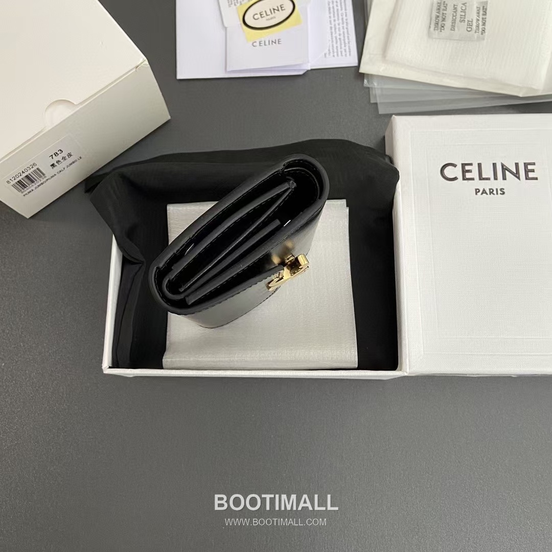 Celine Triomphe Calfskin Leather Compact Wallet with Snap Coin Pocket Detail 셀린느 트리옹프 카프스킨 레더 스냅 코인포켓 반지갑 10D782CQH.04LU783 10.5cm 3