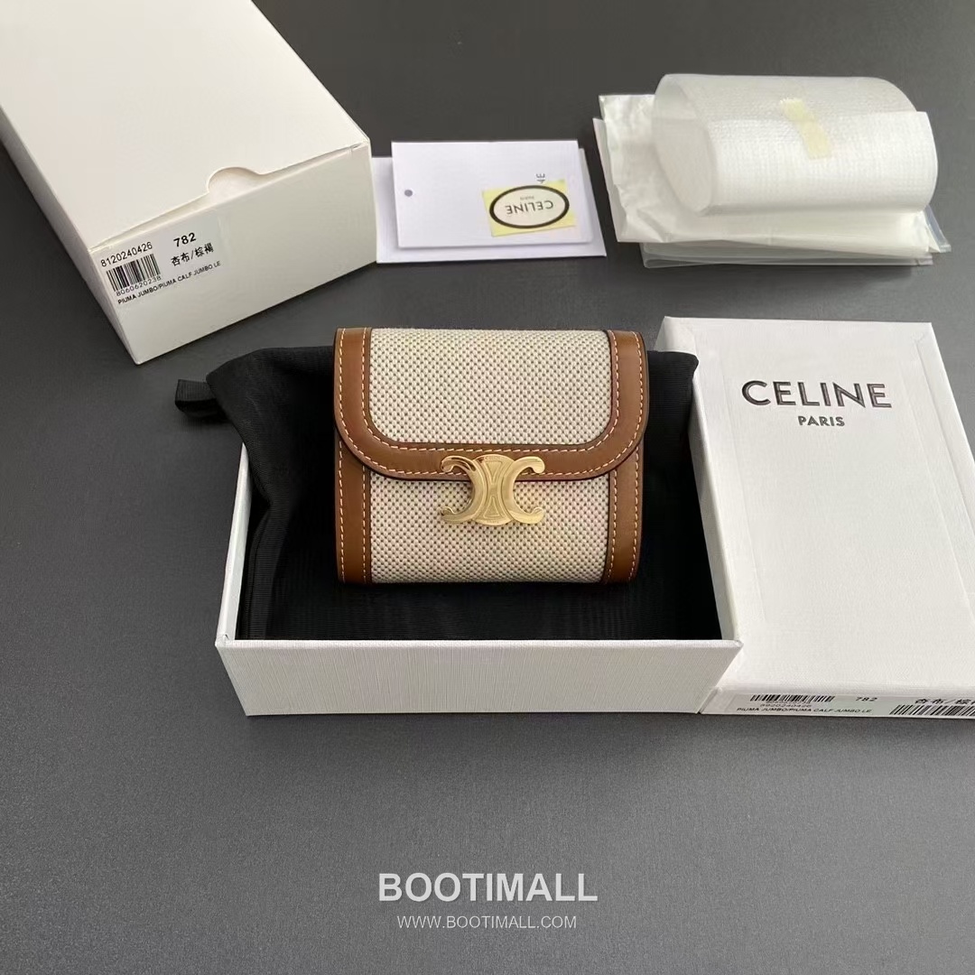 Celine Triomphe Calfskin Leather Compact Wallet with Snap Coin Pocket Detail 셀린느 트리옹프 카프스킨 레더 스냅 코인포켓 반지갑 10D782CQH.04LU783 10.5cm 1