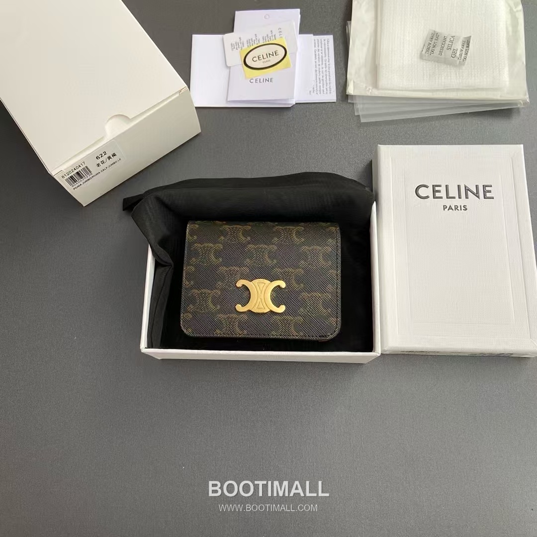 Celine Triomphe Calfskin Leather Compact Wallet with Zip Coin Pocket Detail 셀린느 트리옹프 카프스킨 레더 지퍼 코인포켓 반지갑 10K623DPV.38NO 11cm 5