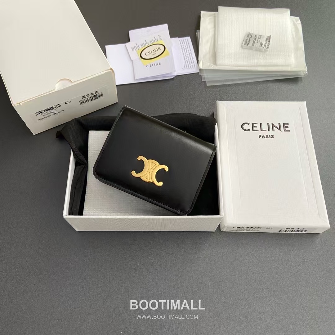 Celine Triomphe Calfskin Leather Compact Wallet with Zip Coin Pocket Detail 셀린느 트리옹프 카프스킨 레더 지퍼 코인포켓 반지갑 10K623DPV.38NO 11cm 2