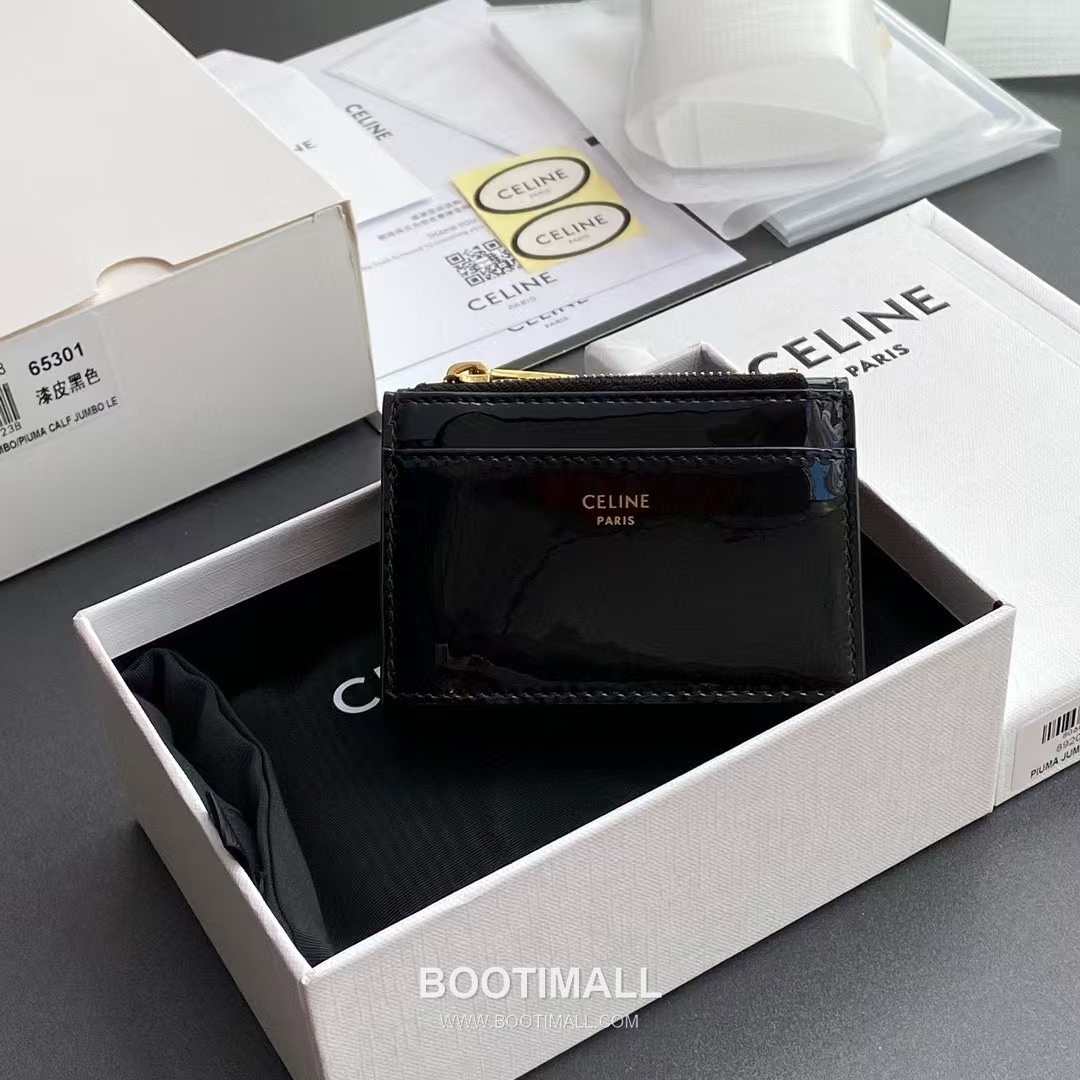 Celine Triomphe Patent Calfskin Leather Compact Wallet with Detachable Zip Card Holder Detail 셀린느 트리옹프 페이턴트 카프스킨 레더 탈착 지퍼 카드홀더 반지갑 10l653DS3.04LU652 9.5cm 7