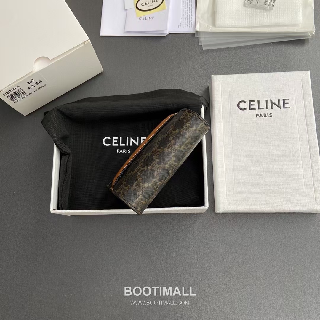 Celine Triomphe Calfskin Leather Card Holder Wallet with Gusset Compartment Detail 셀린느 트리옹프 카프스킨 레더 거셋 컴파트먼트 카드홀더 지갑 242 10cm 6