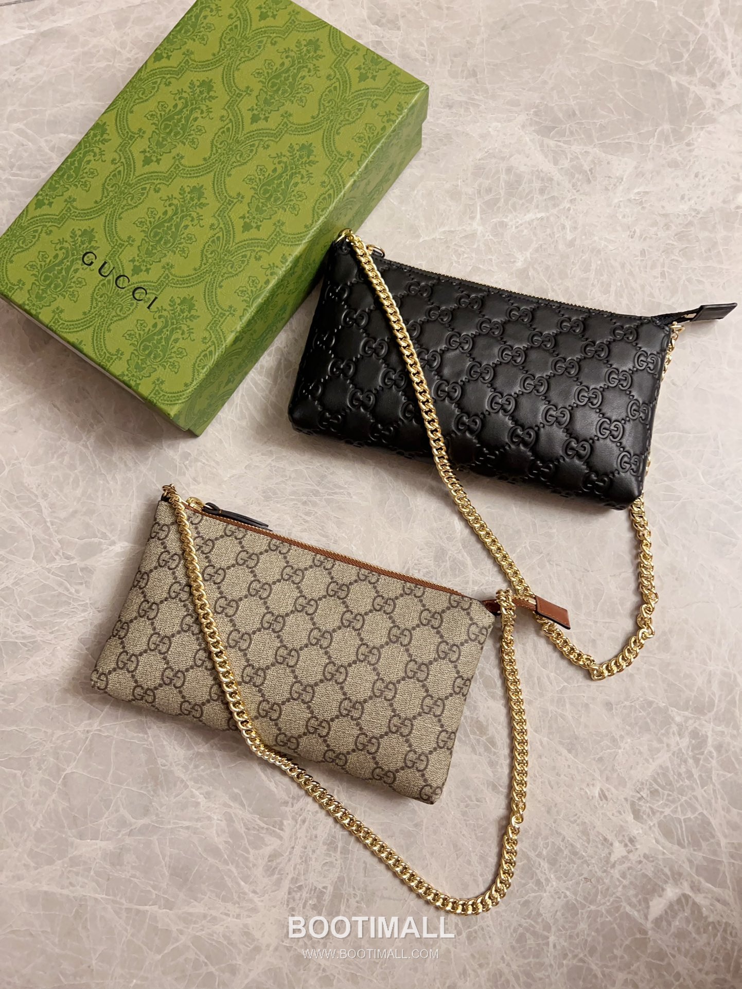 Gucci GG Supreme PVC Chain Shoulder Bag with Leather Trim Detail 구찌 GG 수프림 PVC 레더 트림 체인 숄더백 779791 23cm 8