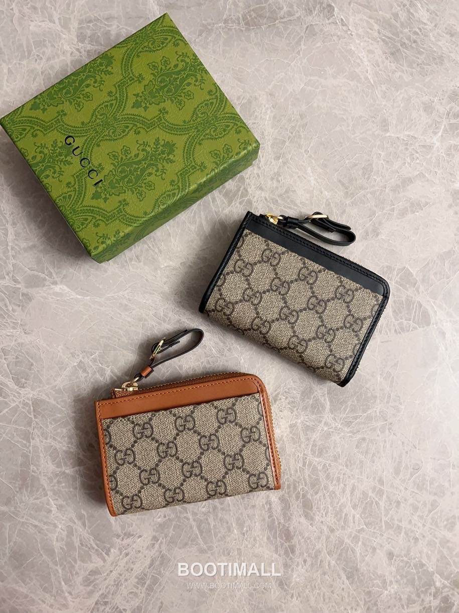 Gucci GG Supreme PVC Card Holder Wallet with Leather Trim and Snap Closure 구찌 GG 수프림 PVC 레더 트림 스냅 클로저 카드홀더 지갑 821804 13cm 7