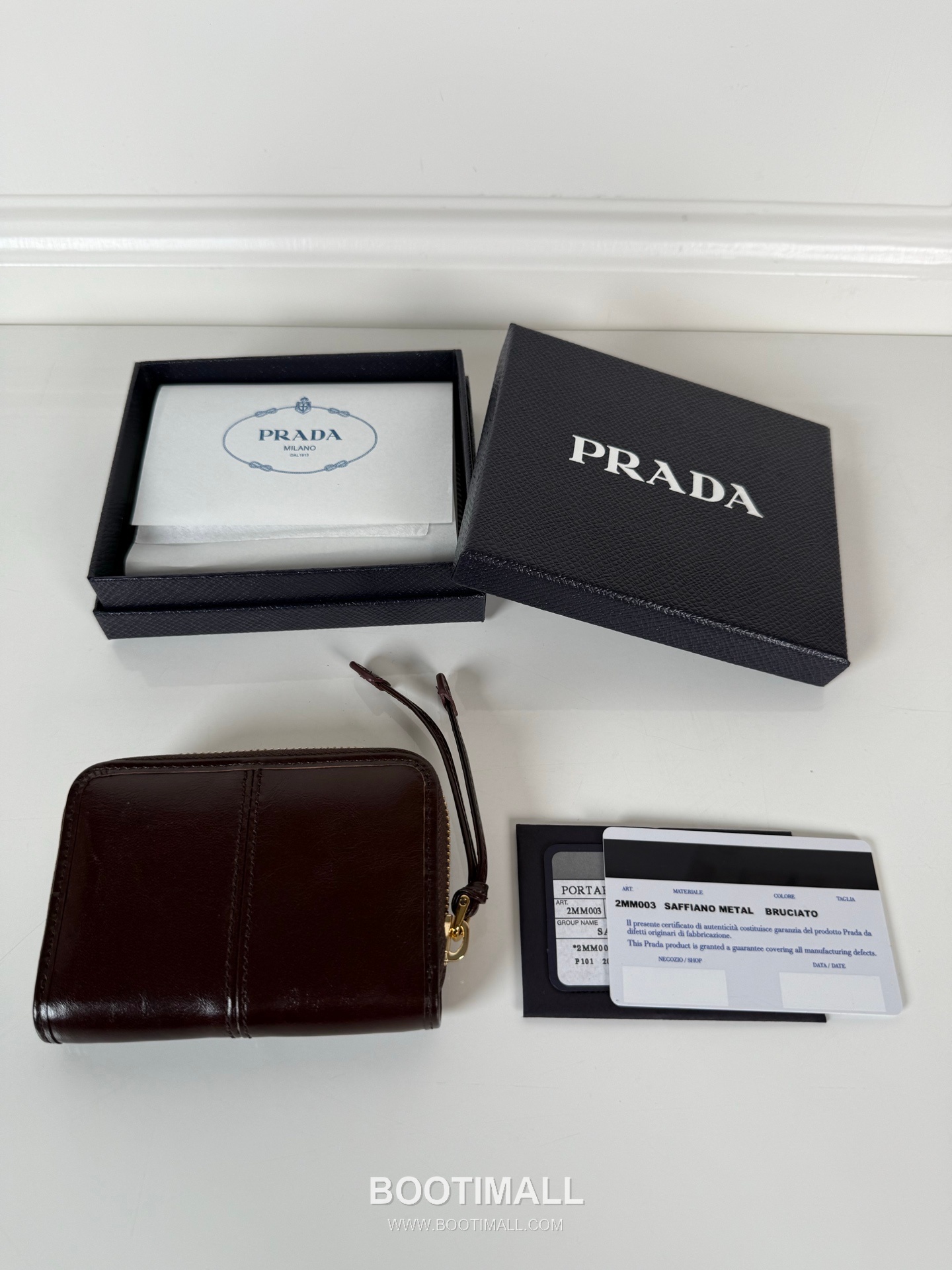 Prada Oiled Wax Calfskin Zip Card Holder with Pleated Slot Detail 프라다 오일드 왁스 카프스킨 플리츠 슬롯 지퍼 카드홀더 2MM003 11cm 2