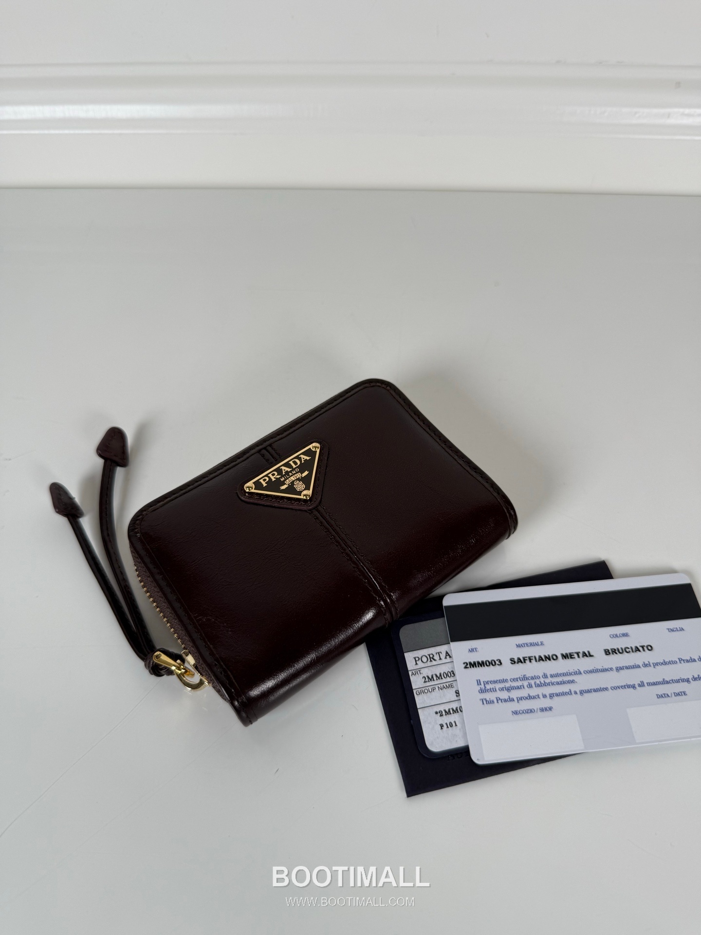 Prada Oiled Wax Calfskin Zip Card Holder with Pleated Slot Detail 프라다 오일드 왁스 카프스킨 플리츠 슬롯 지퍼 카드홀더 2MM003 11cm 3