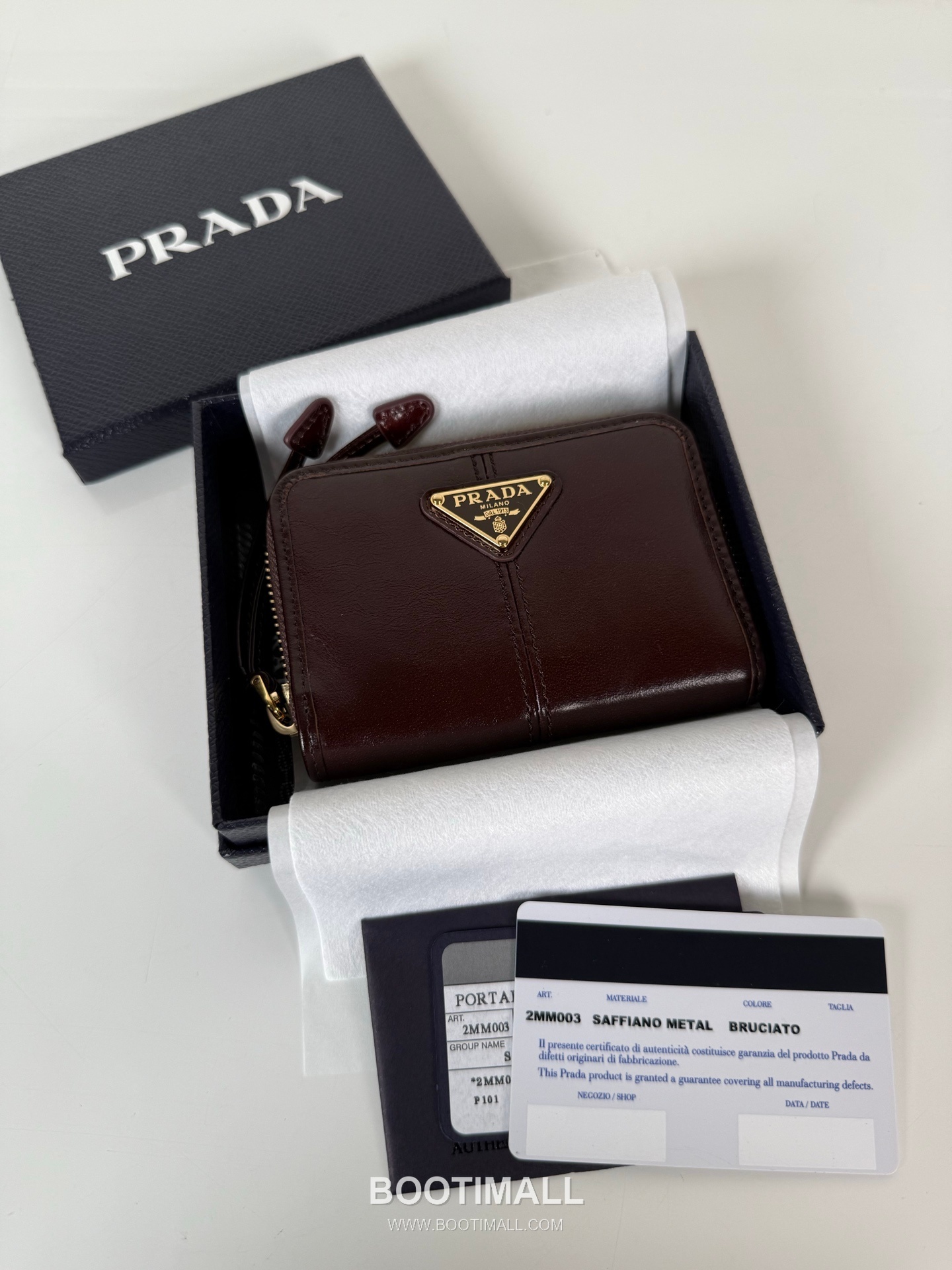 Prada Oiled Wax Calfskin Zip Card Holder with Pleated Slot Detail 프라다 오일드 왁스 카프스킨 플리츠 슬롯 지퍼 카드홀더 2MM003 11cm 9